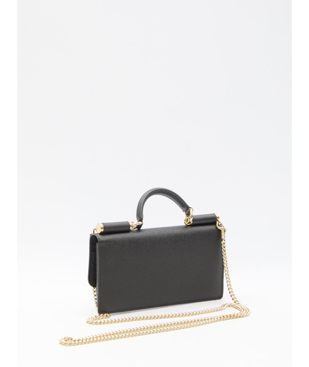 DOLCE&GABBANA Черная кожаная сумка через плечо, фото 2