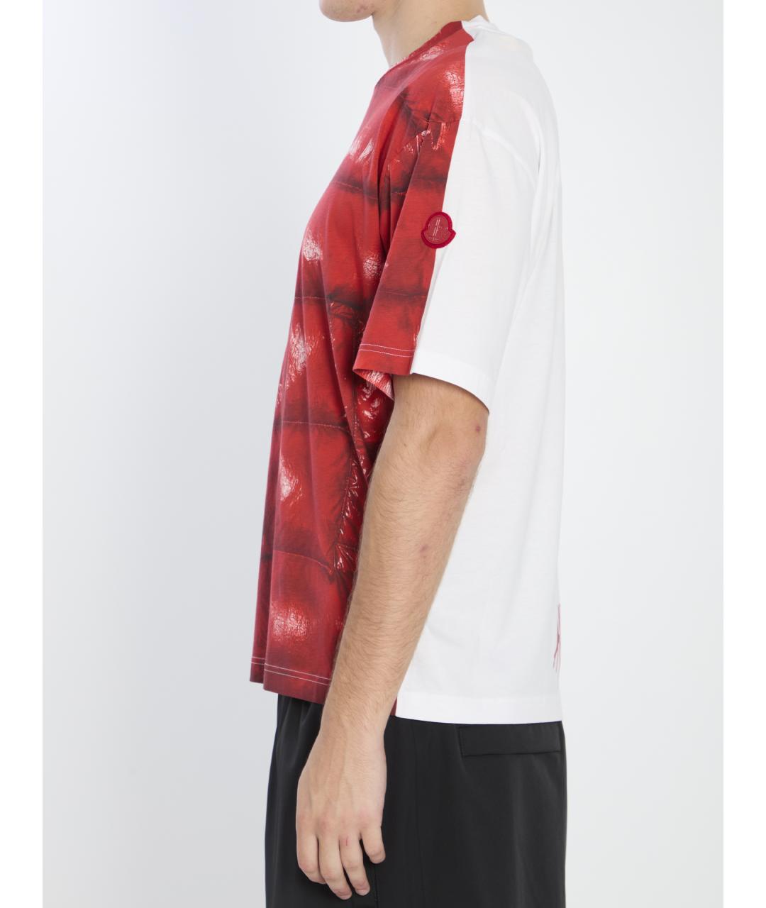 MONCLER Красная хлопковая футболка, фото 4