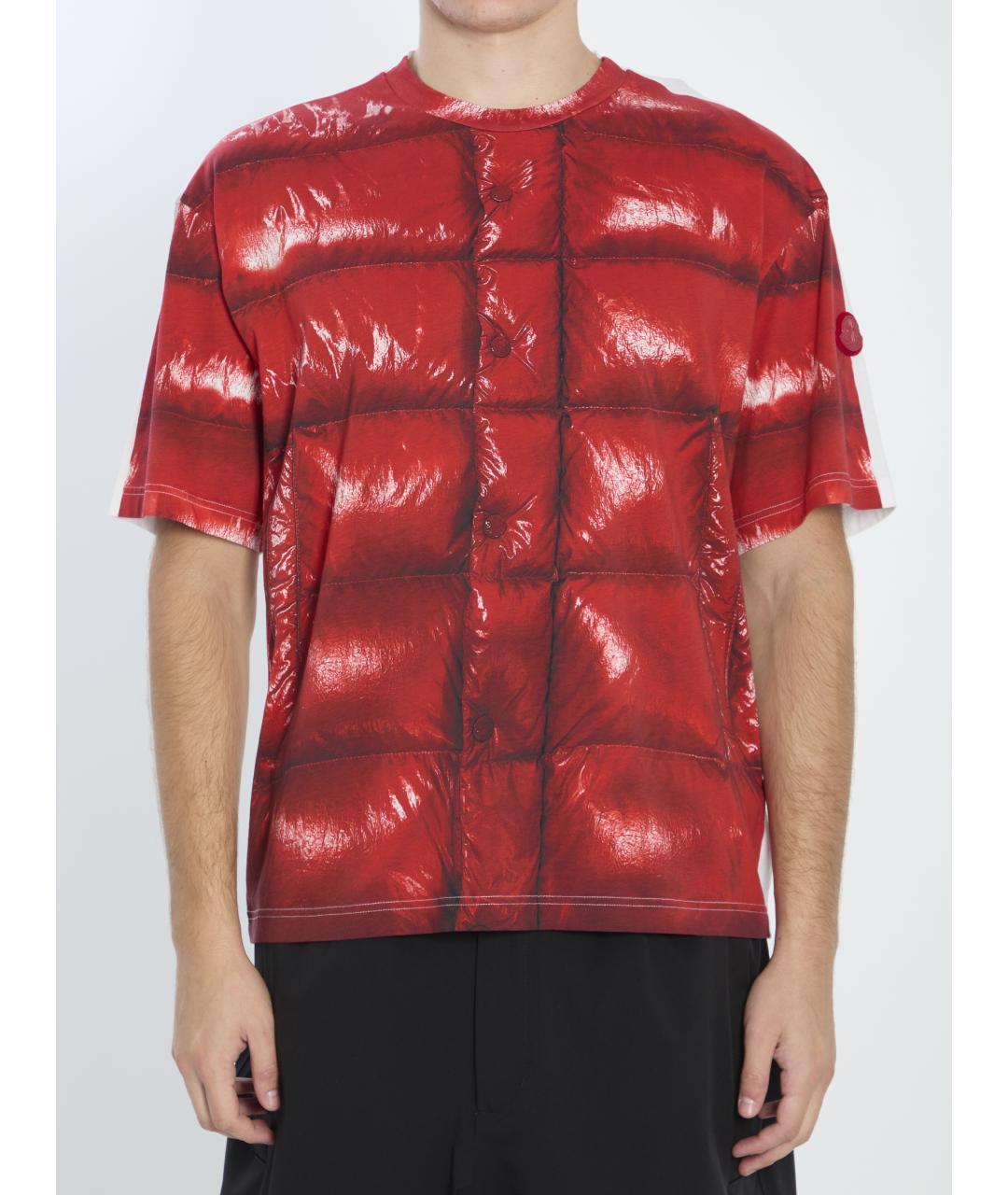 MONCLER Красная хлопковая футболка, фото 2