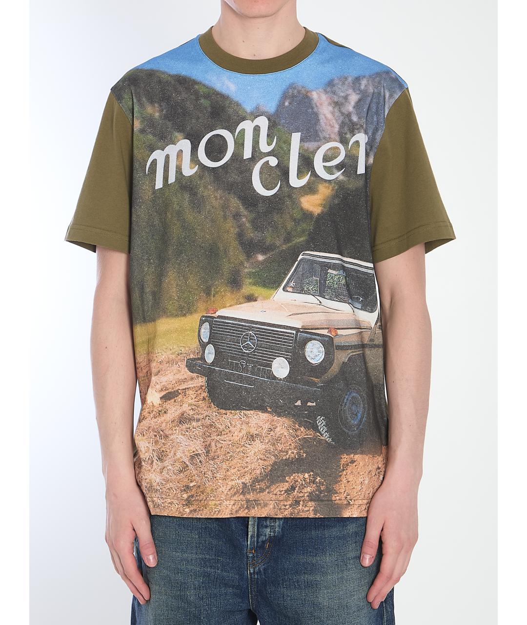 MONCLER Зеленая хлопковая футболка, фото 2