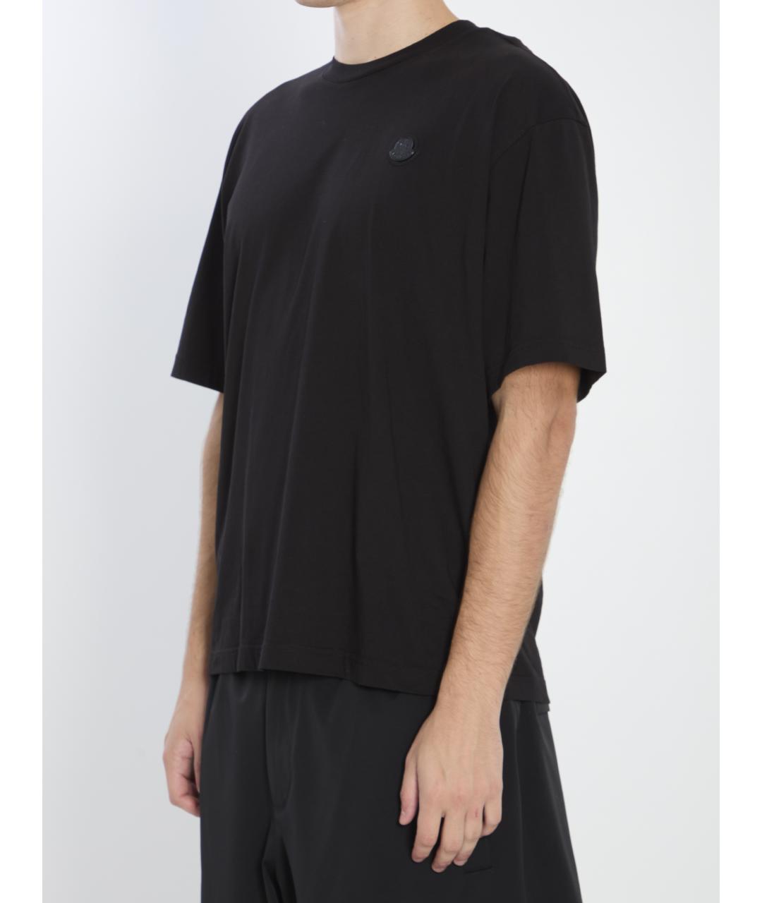 MONCLER Черная хлопковая футболка, фото 2