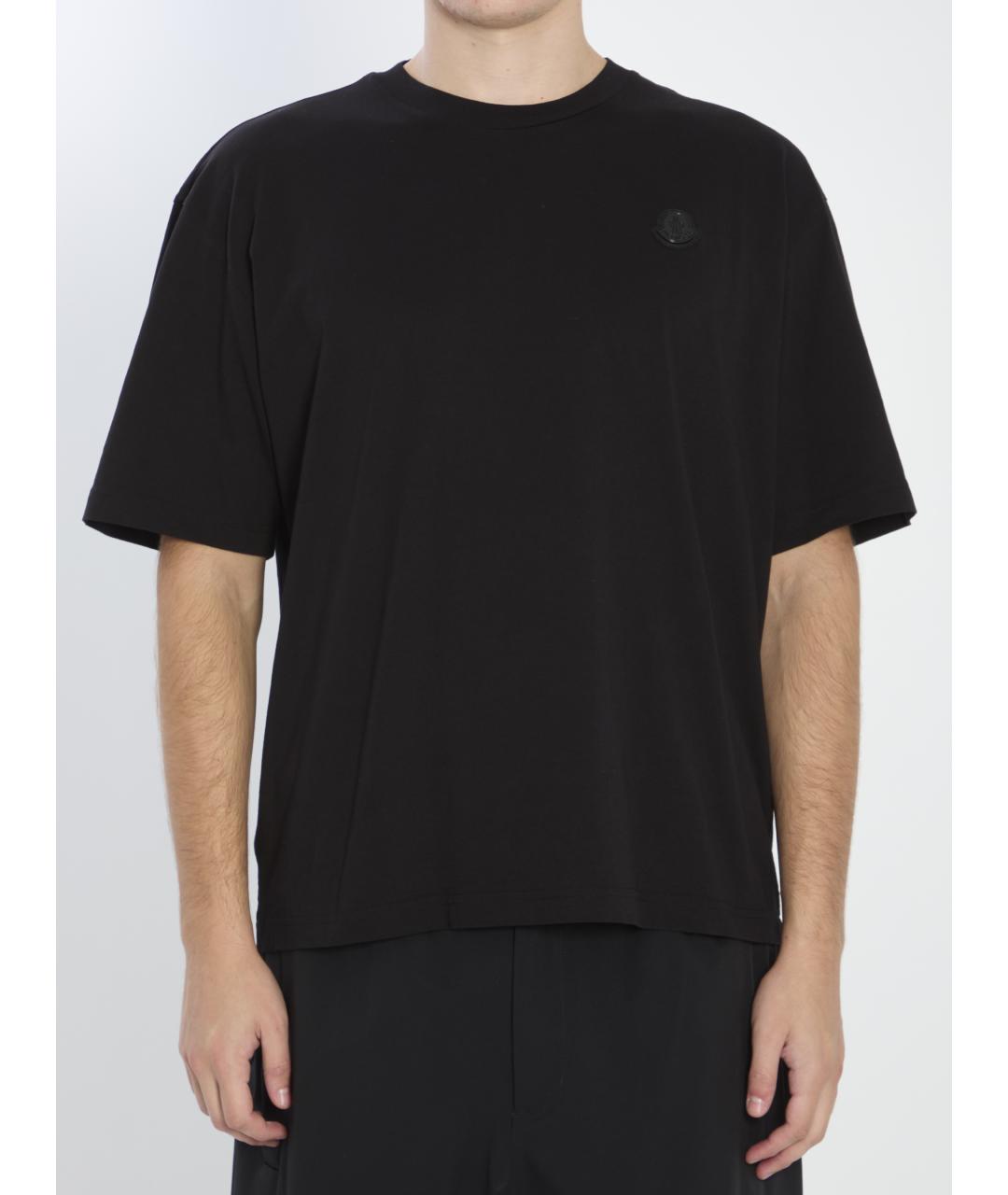 MONCLER Черная хлопковая футболка, фото 5