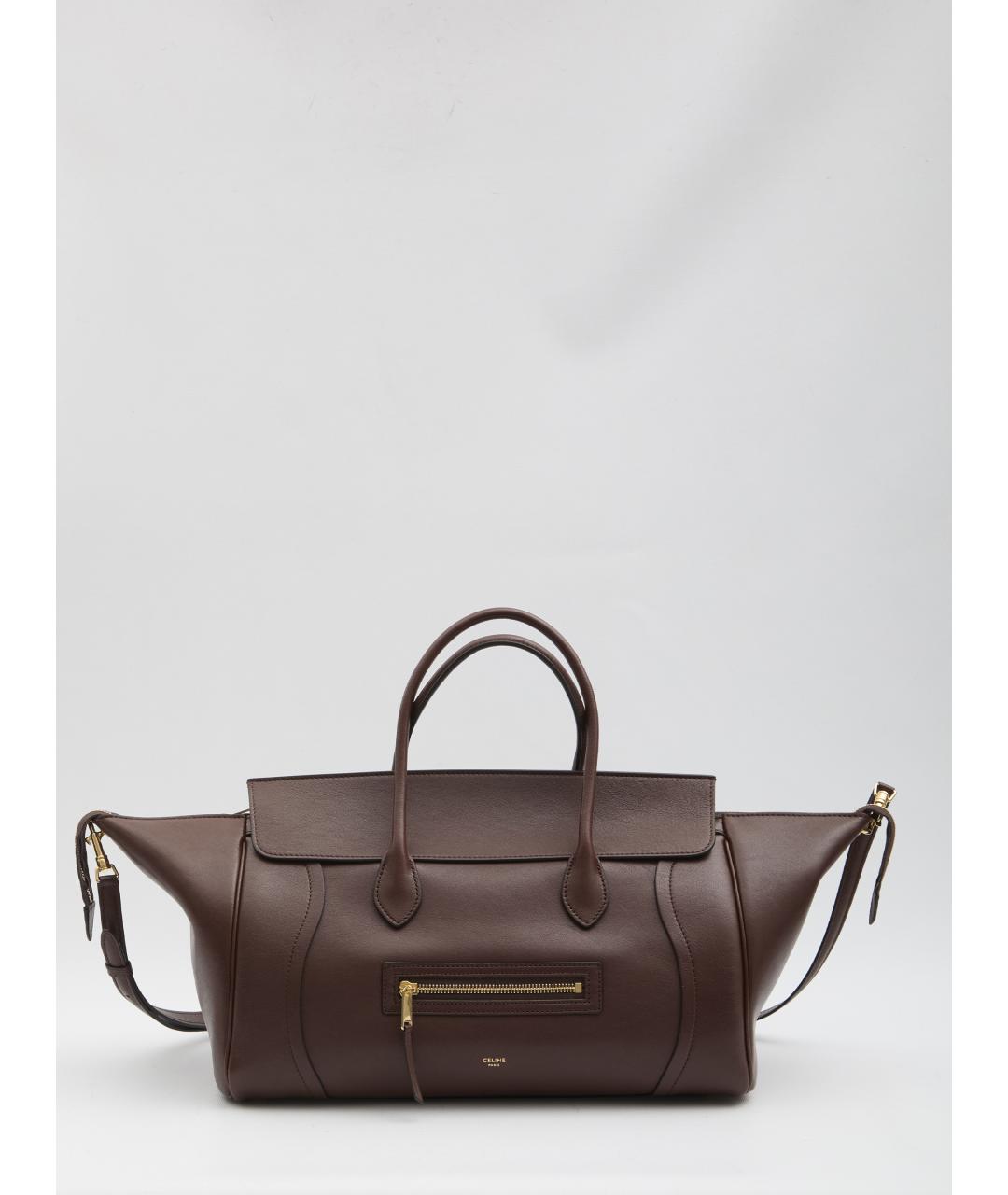 CELINE Коричневая кожаная сумка тоут, фото 2