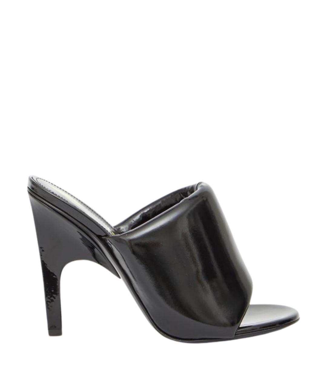 THE ATTICO Черные кожаные босоножки, фото 1