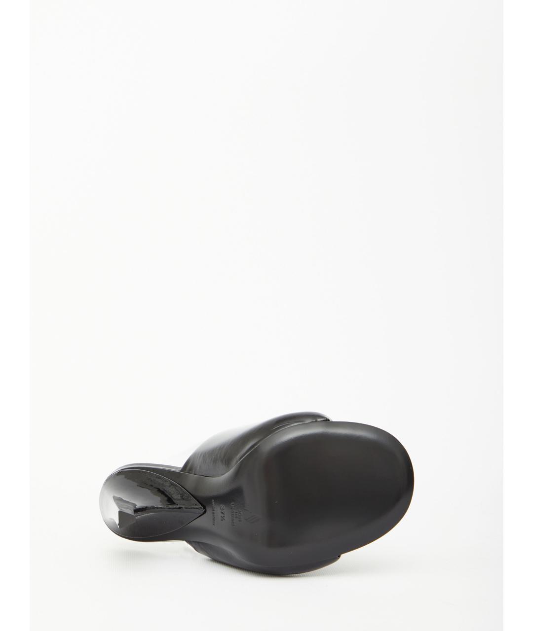 THE ATTICO Черные кожаные босоножки, фото 4