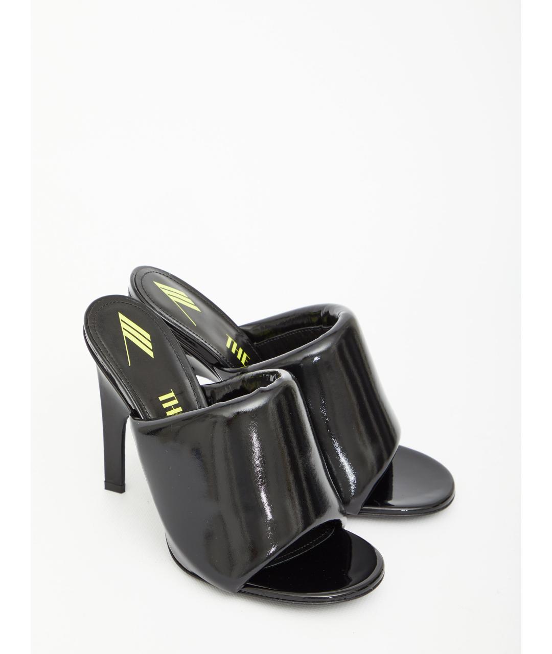 THE ATTICO Черные кожаные босоножки, фото 5
