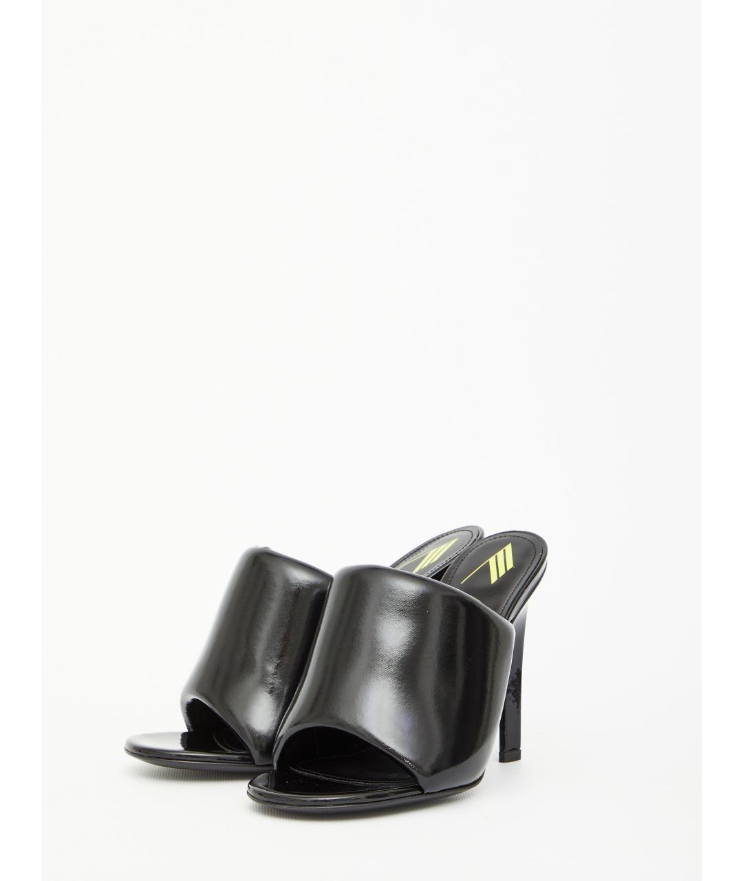 THE ATTICO Черные кожаные босоножки, фото 2