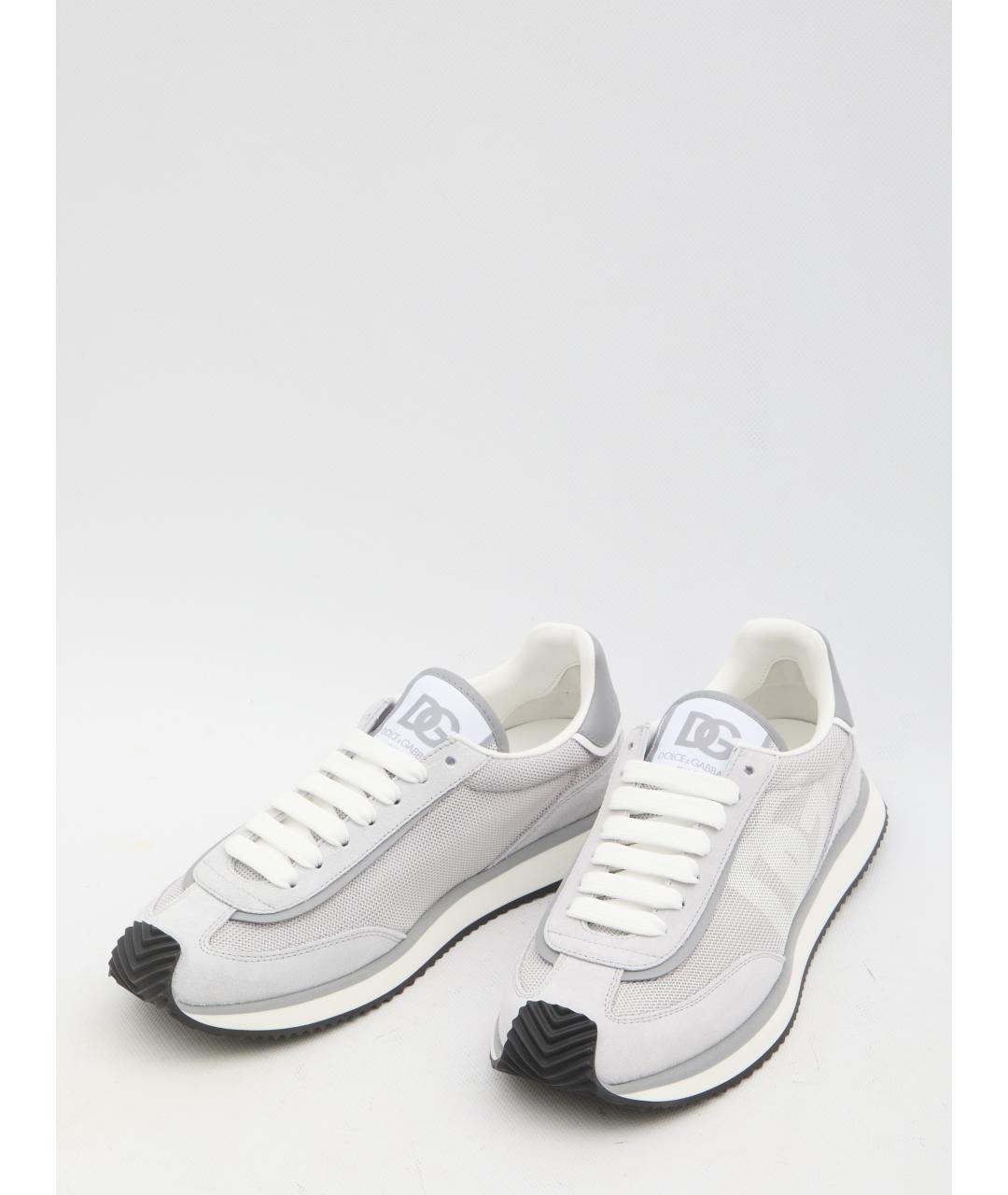 DOLCE&GABBANA Серые кожаные низкие кроссовки / кеды, фото 5