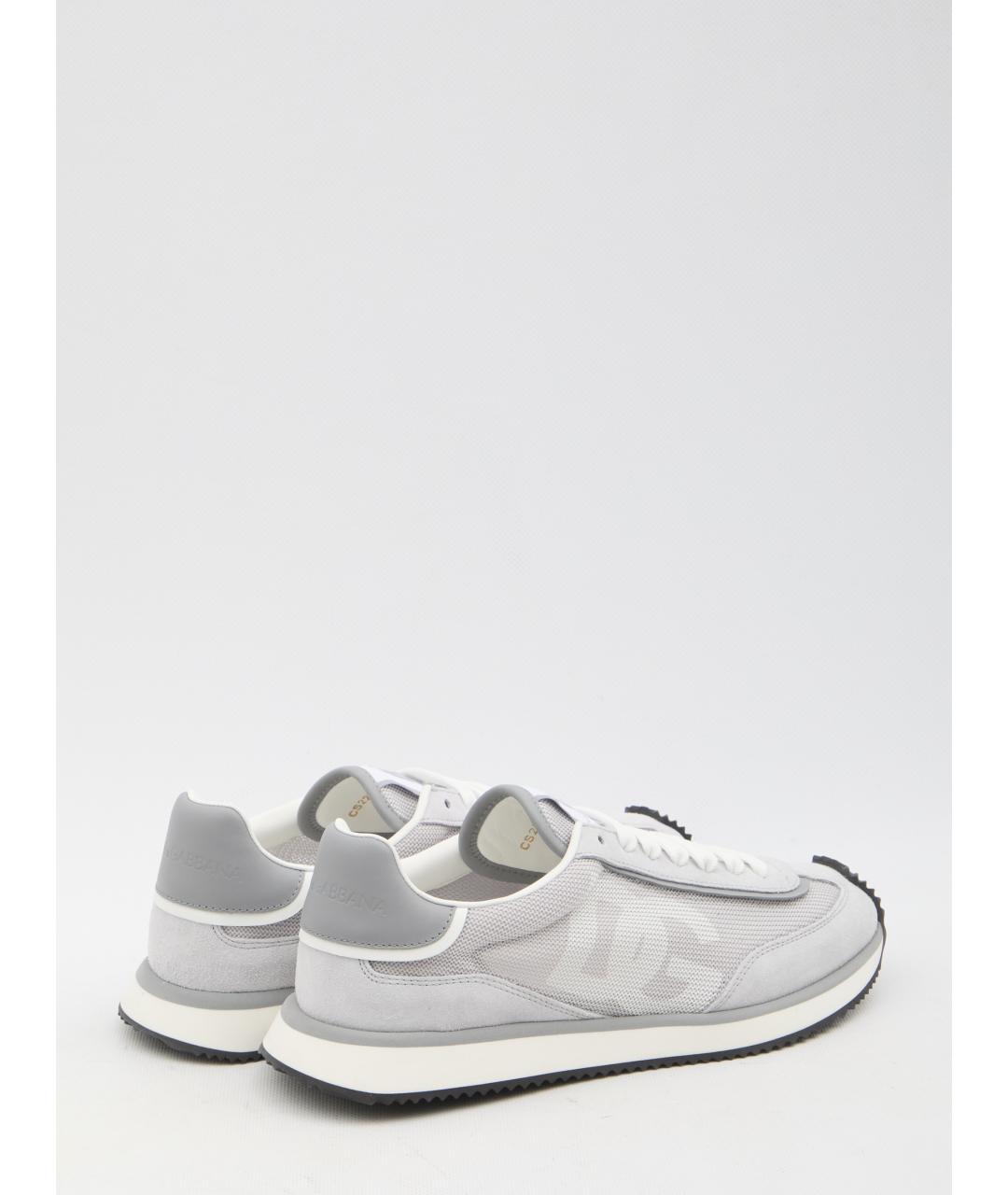 DOLCE&GABBANA Серые кожаные низкие кроссовки / кеды, фото 3