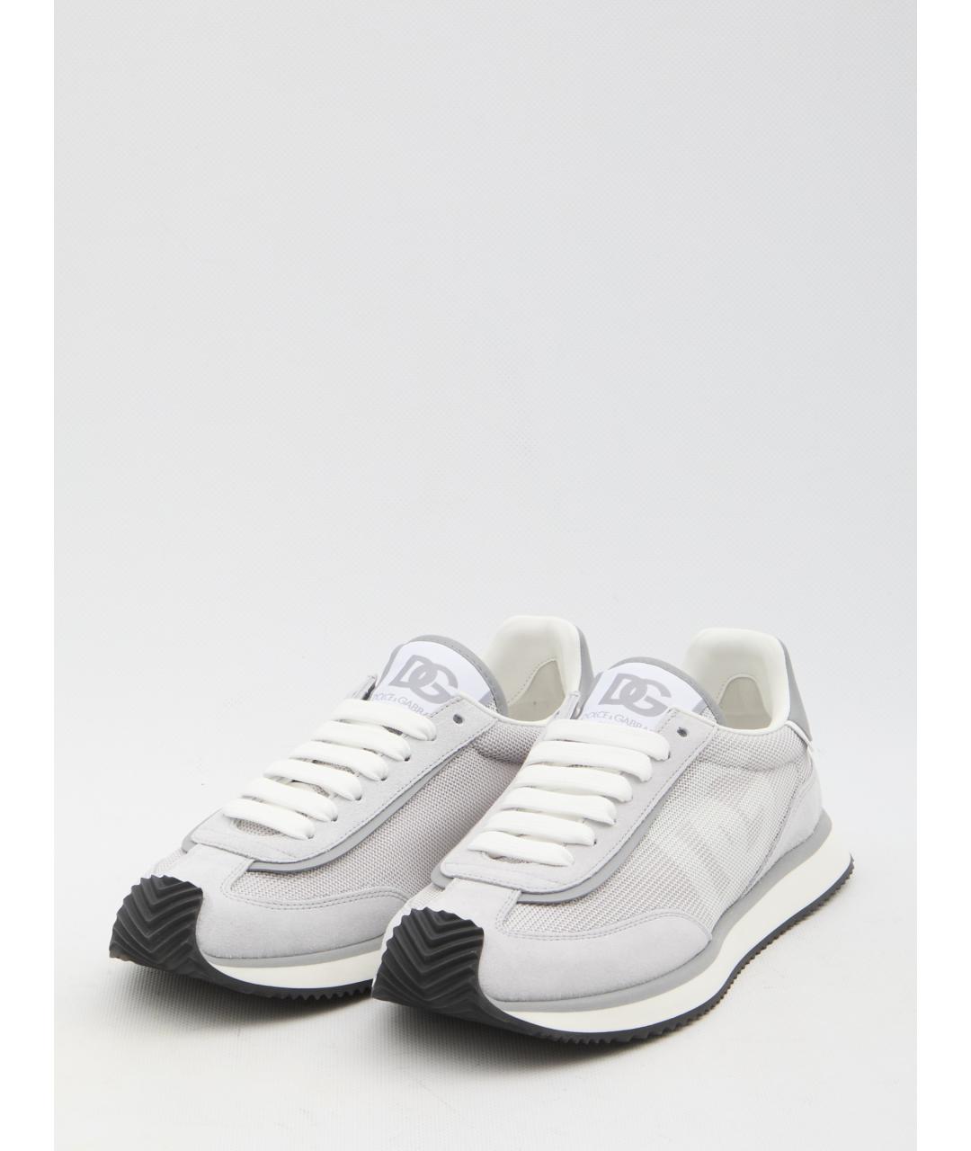 DOLCE&GABBANA Серые кожаные низкие кроссовки / кеды, фото 2