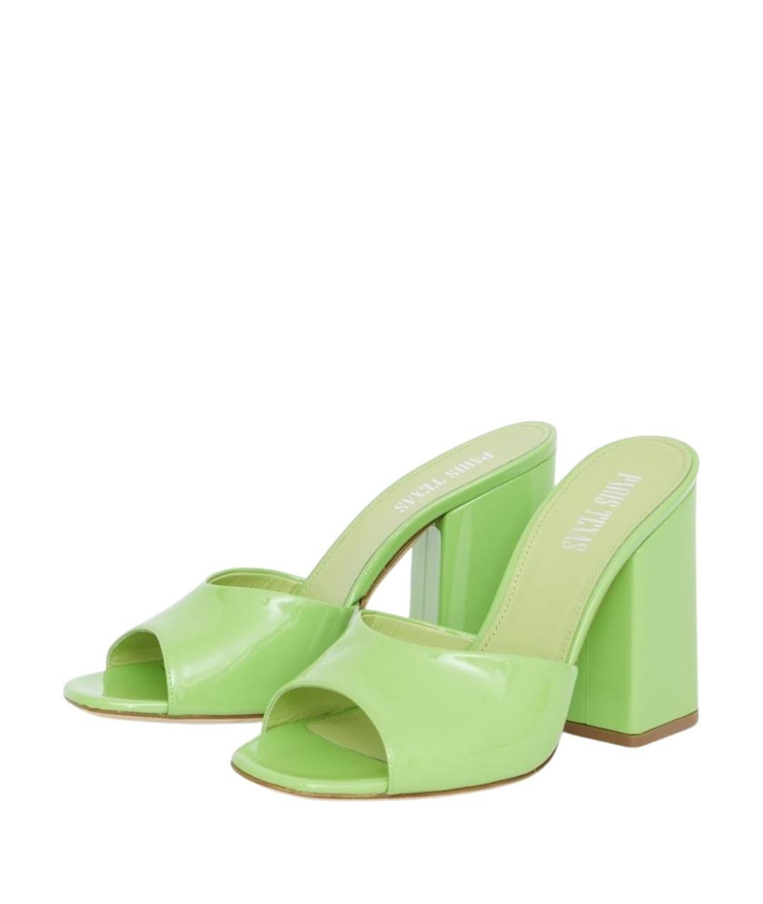 PARIS TEXAS Зеленые кожаные мюли, фото 2