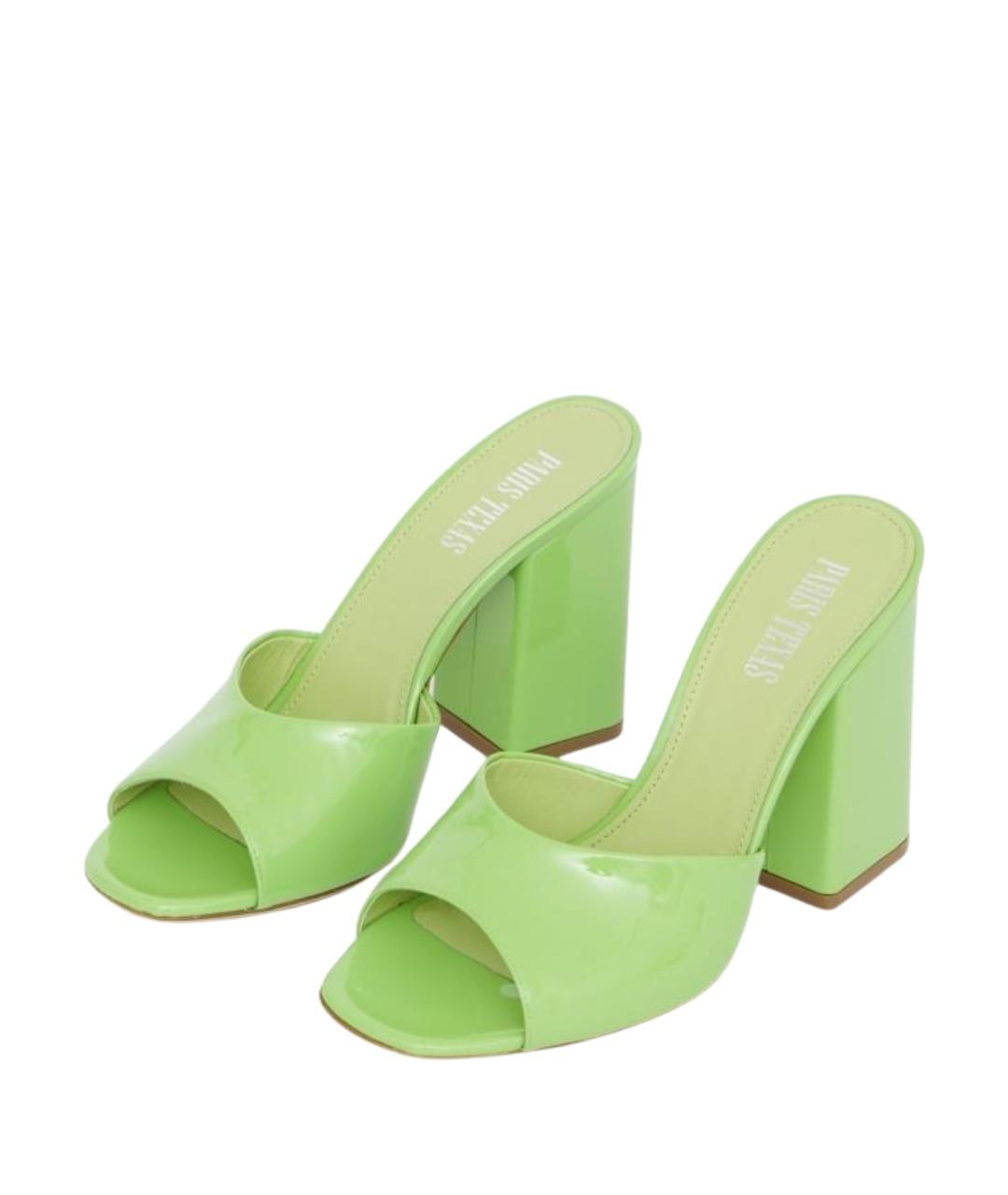 PARIS TEXAS Зеленые кожаные мюли, фото 5