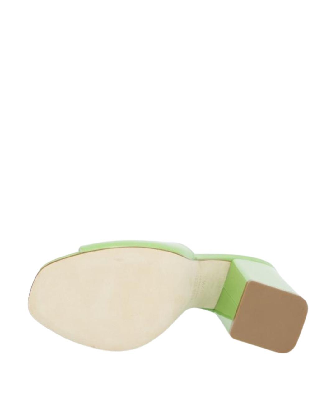 PARIS TEXAS Зеленые кожаные мюли, фото 4