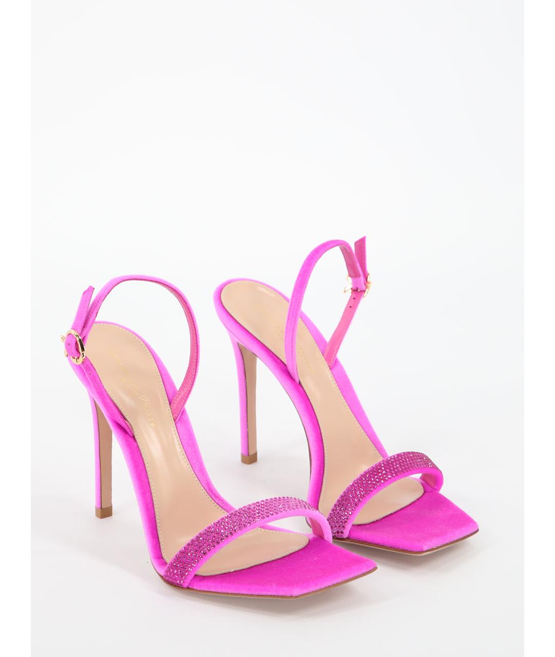 GIANVITO ROSSI Розовые кожаные босоножки, фото 5