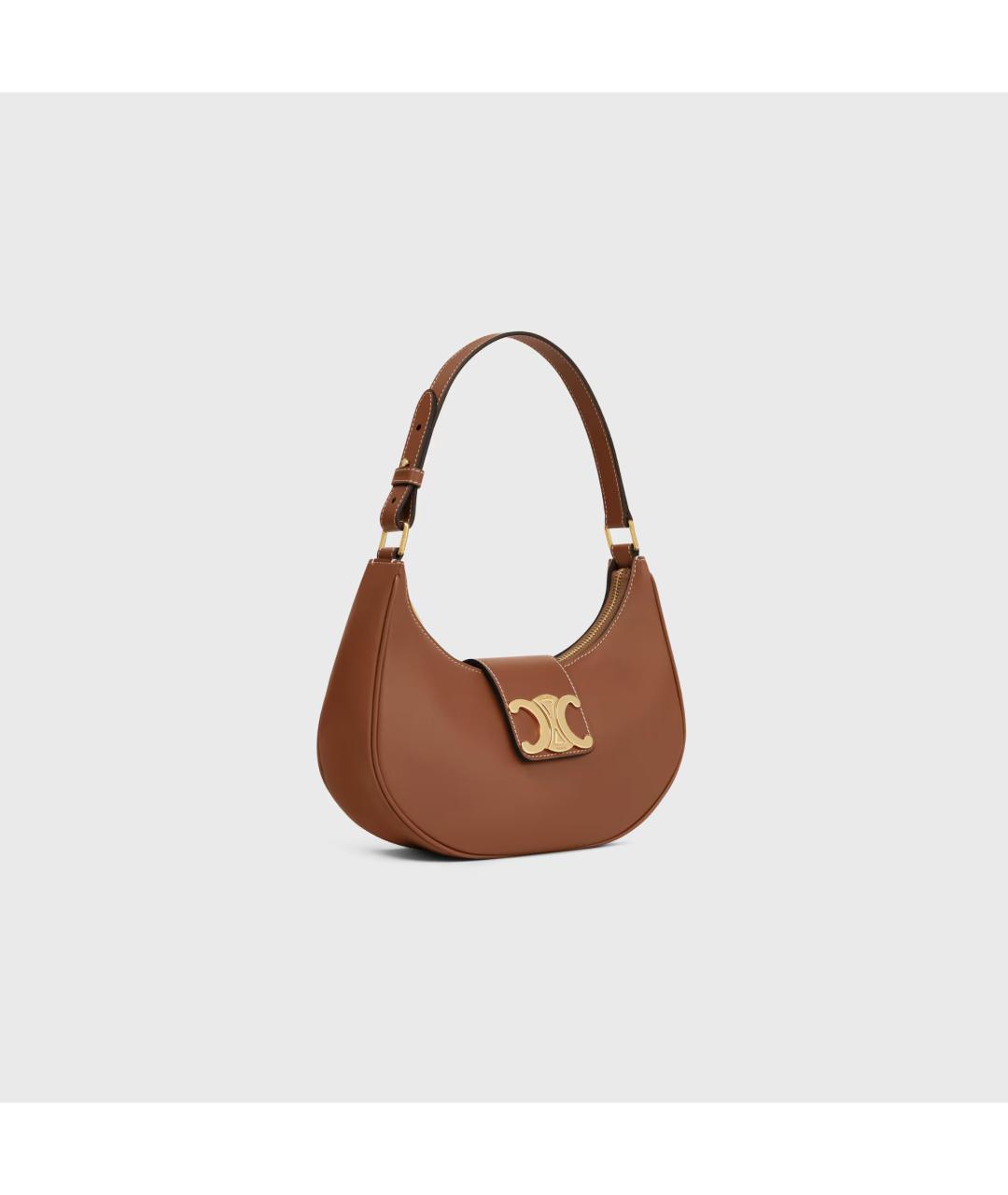 CELINE Коричневая кожаная сумка через плечо, фото 3