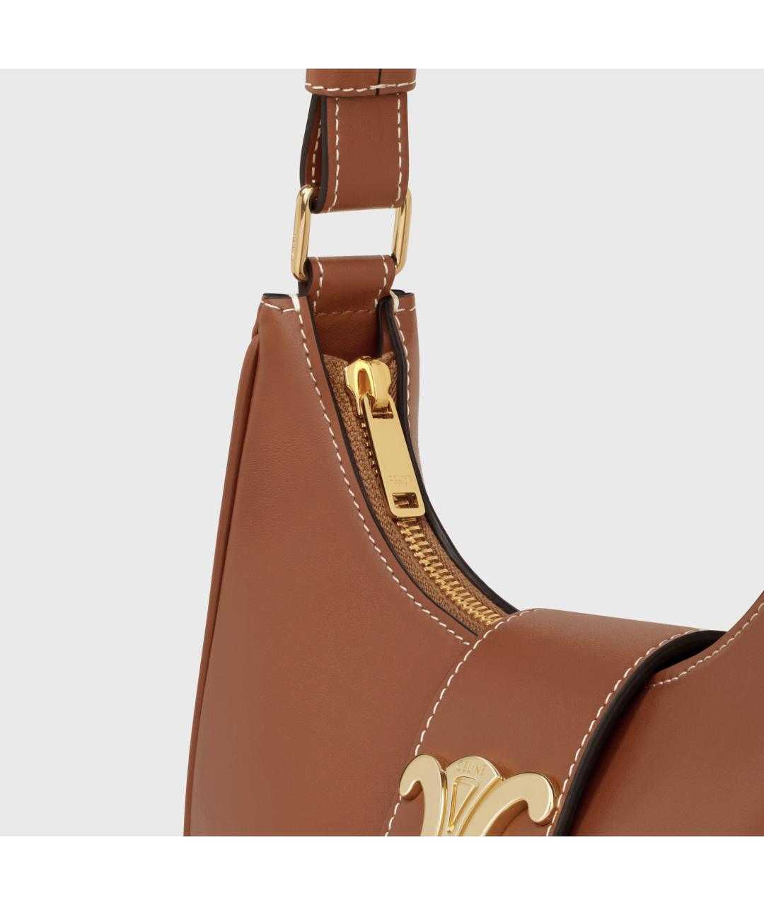 CELINE Коричневая кожаная сумка через плечо, фото 6