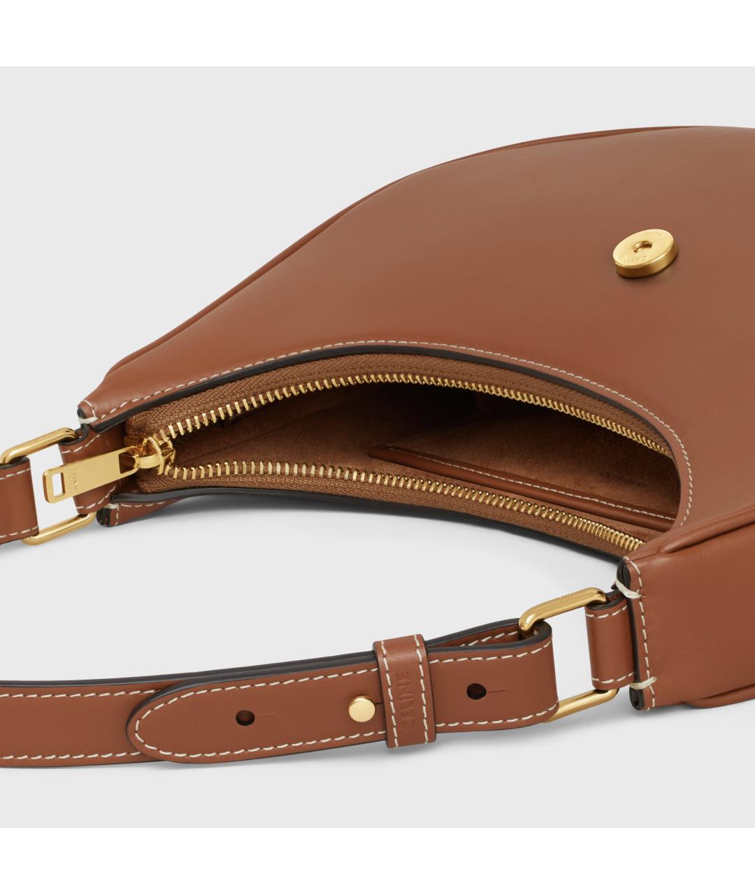 CELINE Коричневая кожаная сумка через плечо, фото 5