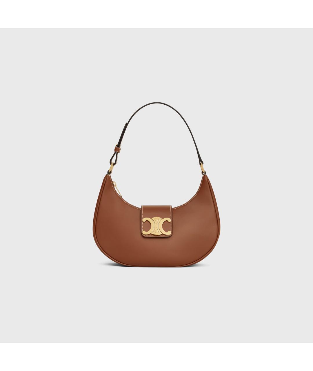 CELINE Коричневая кожаная сумка через плечо, фото 7