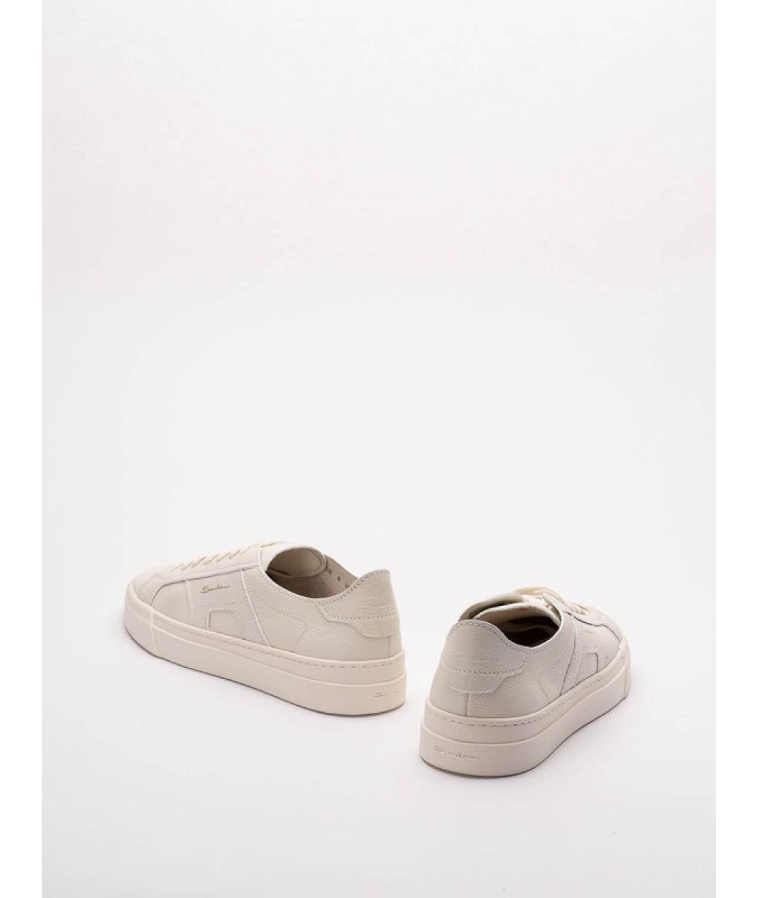 SANTONI Белые кожаные низкие кроссовки / кеды, фото 3