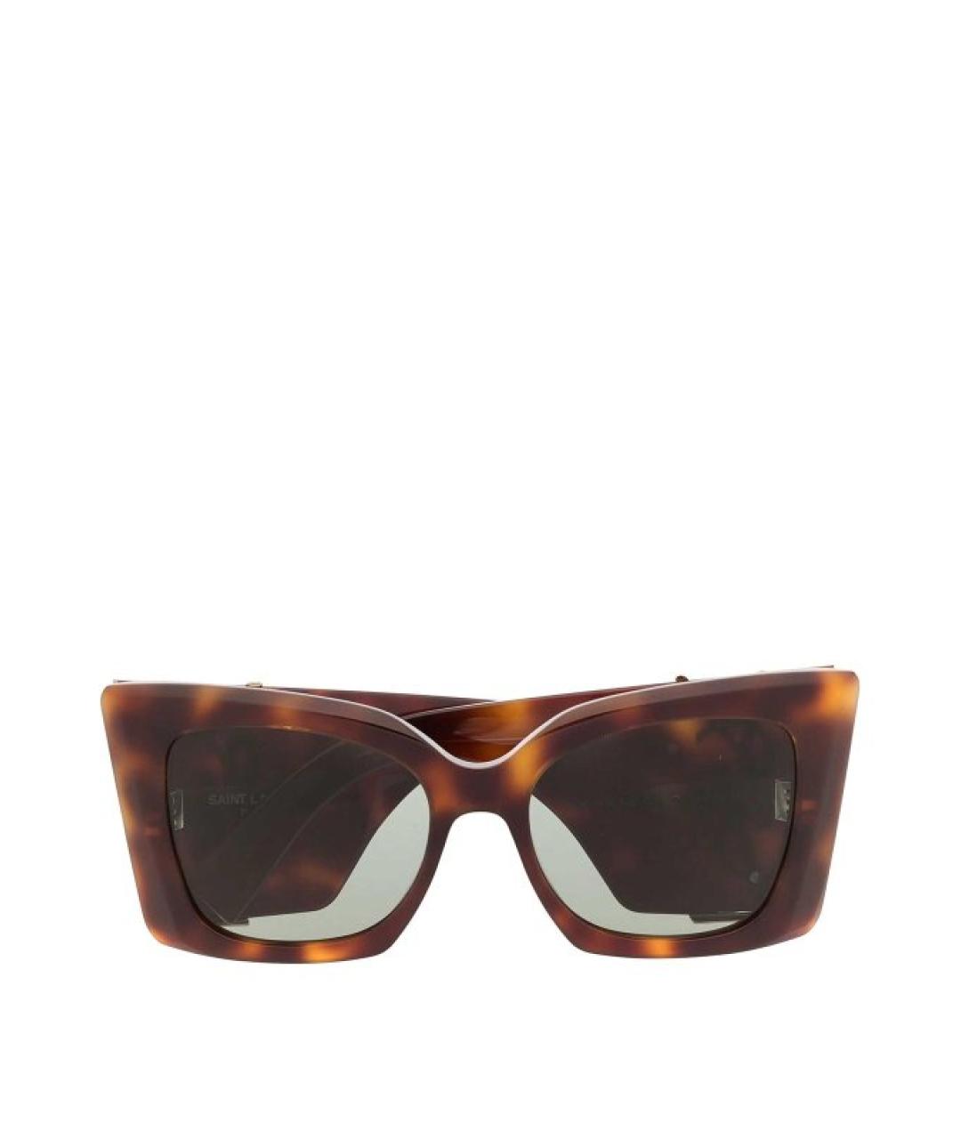 SAINT LAURENT Коричневые пластиковые солнцезащитные очки, фото 2