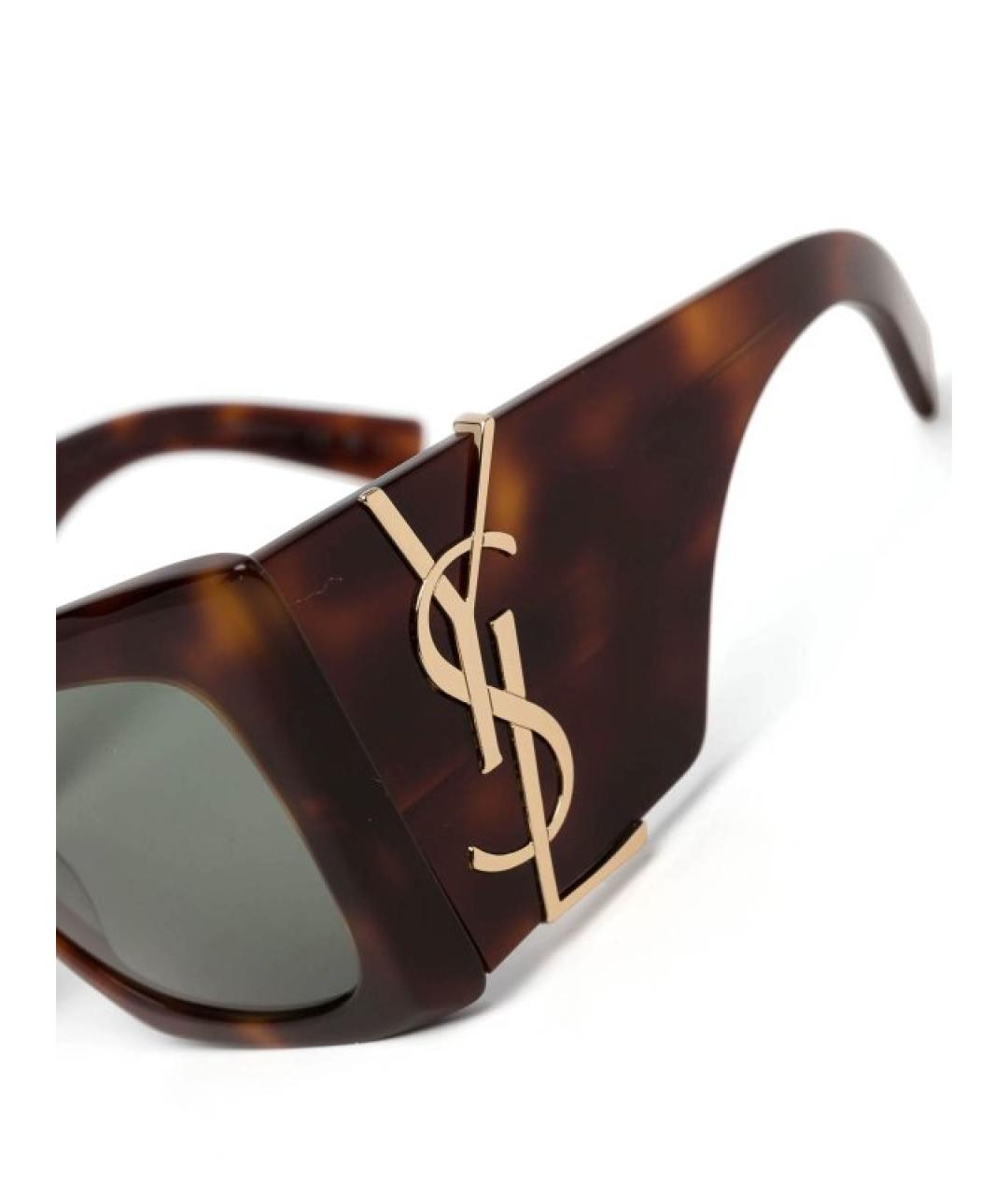 SAINT LAURENT Коричневые пластиковые солнцезащитные очки, фото 3