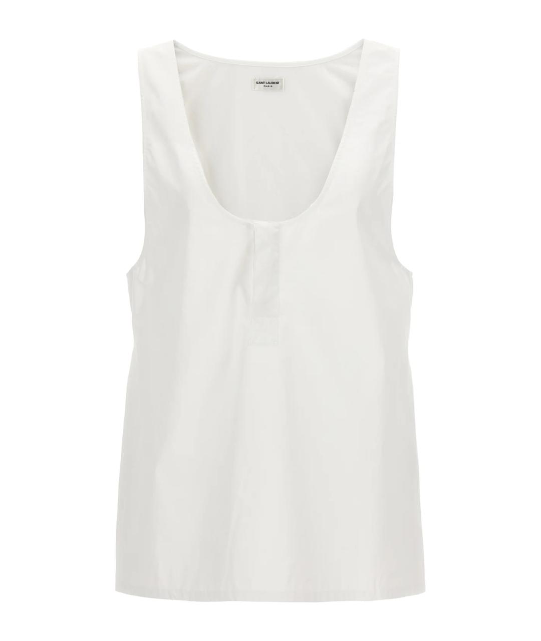 SAINT LAURENT Белая шелковая майка, фото 1