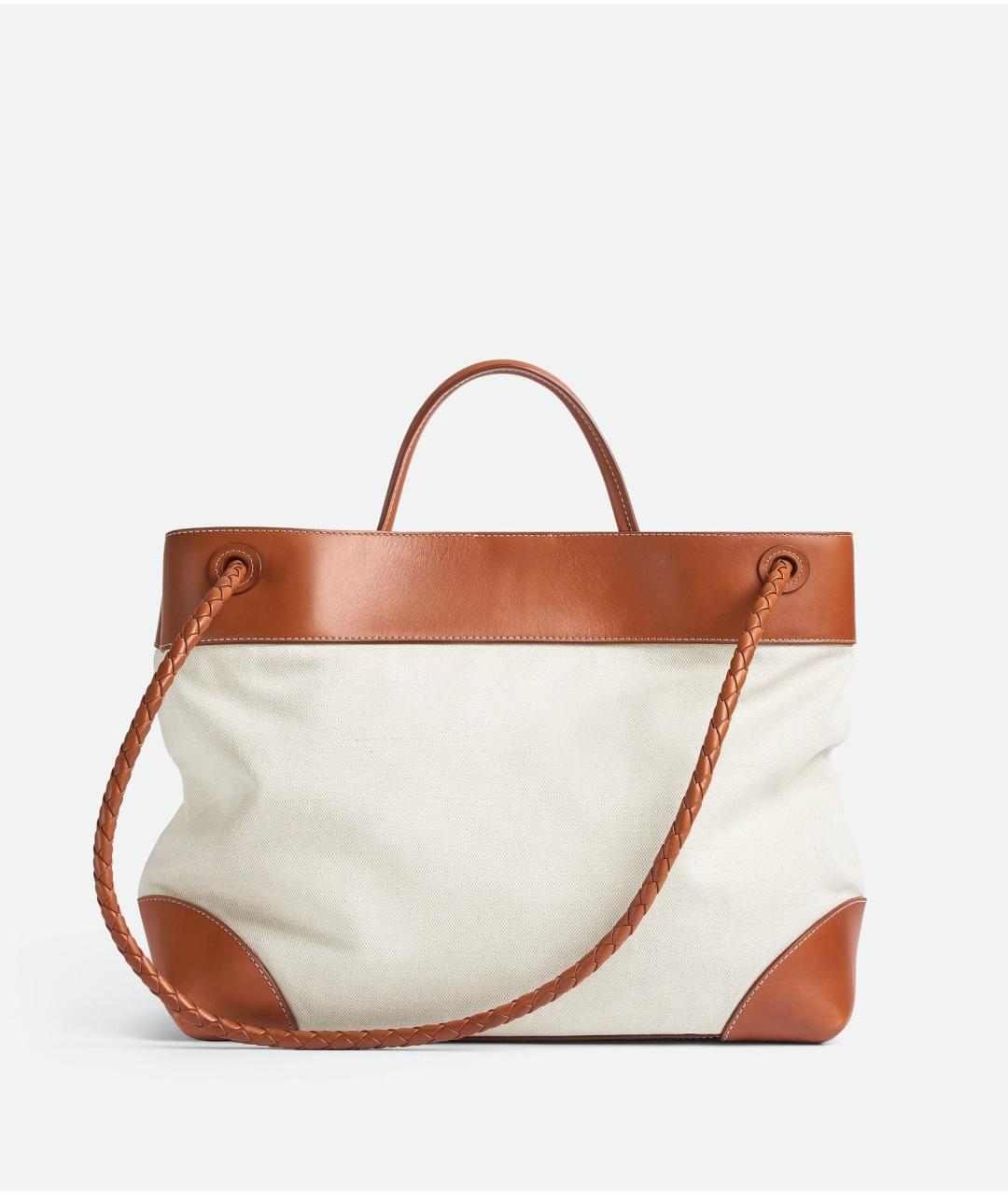 BOTTEGA VENETA Бежевая тканевая сумка тоут, фото 2