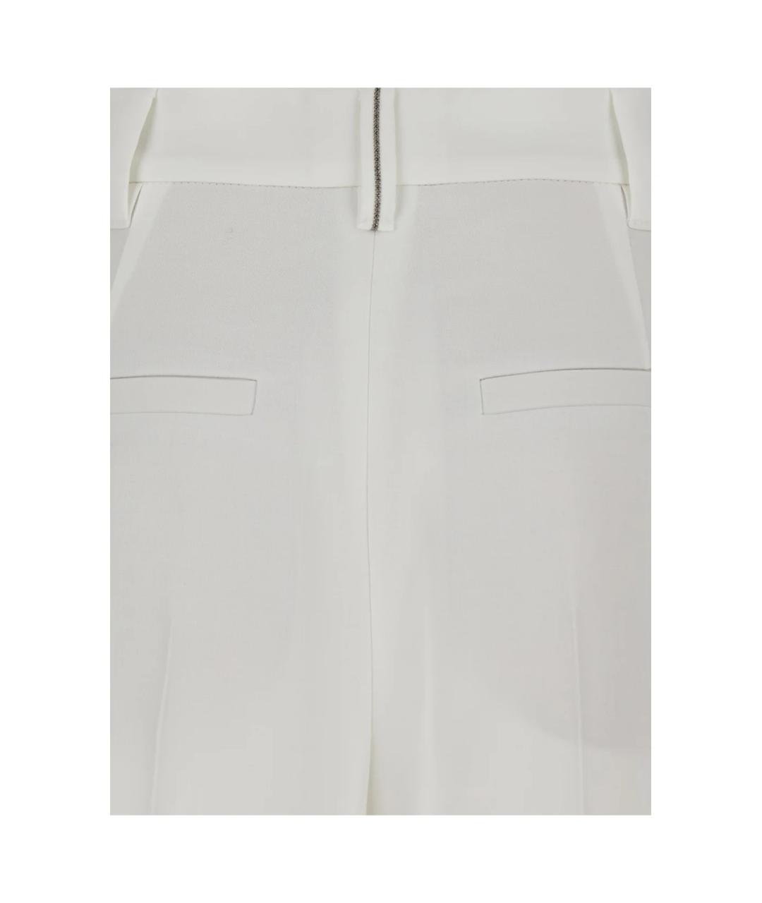 BRUNELLO CUCINELLI Белые хлопковые прямые брюки, фото 3