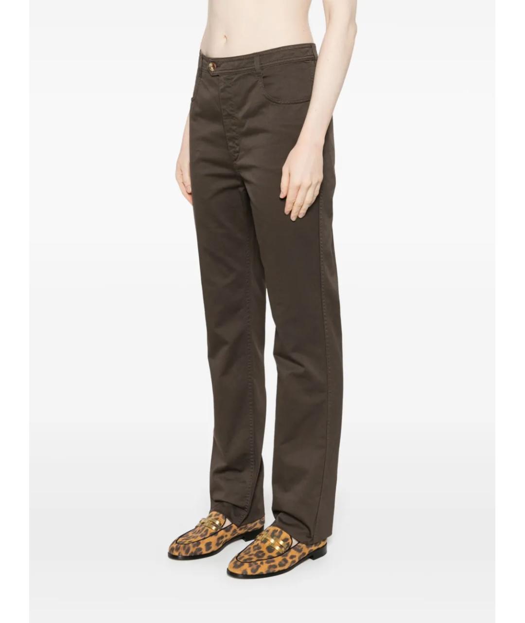 SAINT LAURENT Коричневые хлопковые джинсы клеш, фото 3