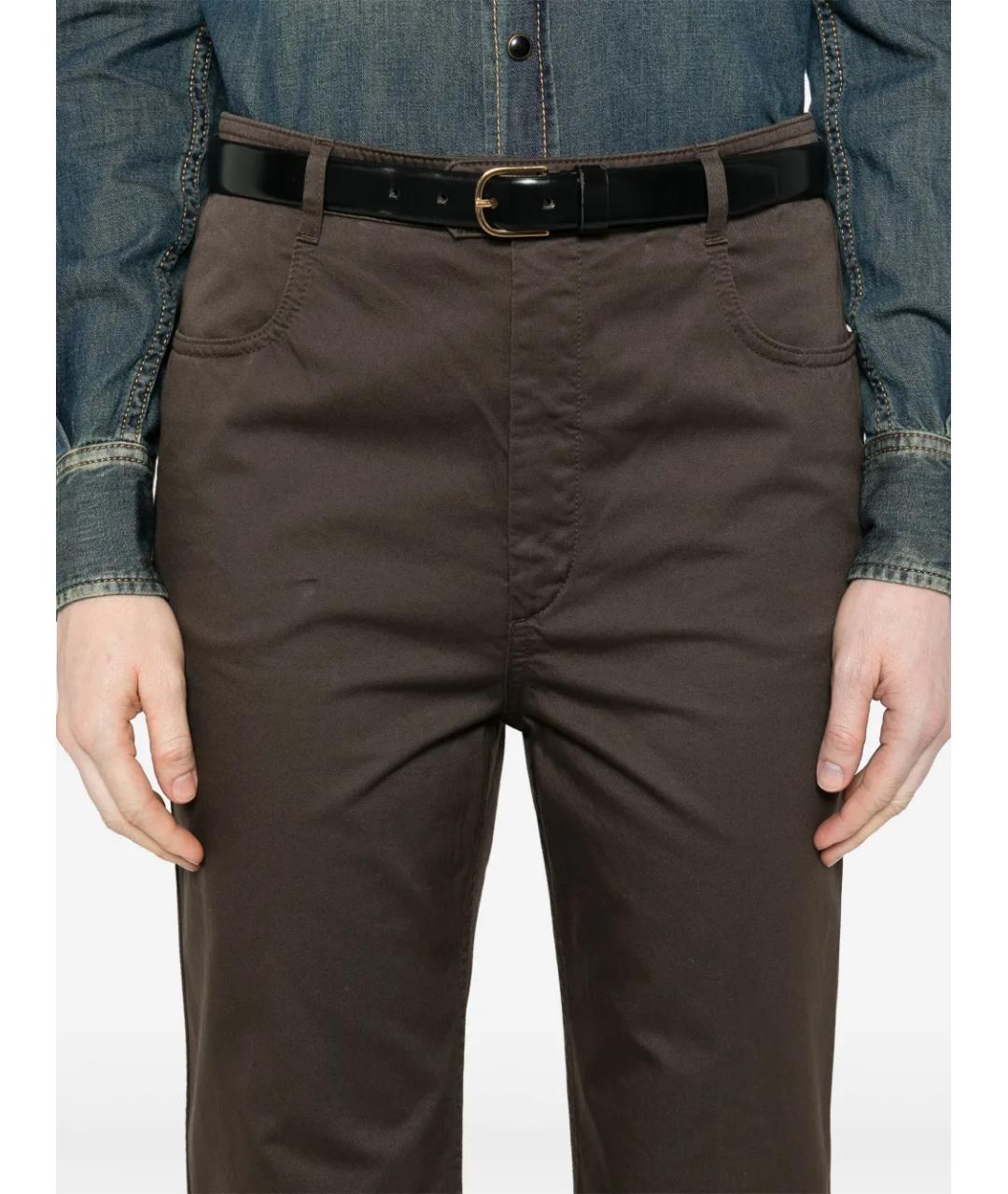 SAINT LAURENT Коричневые хлопковые джинсы клеш, фото 5