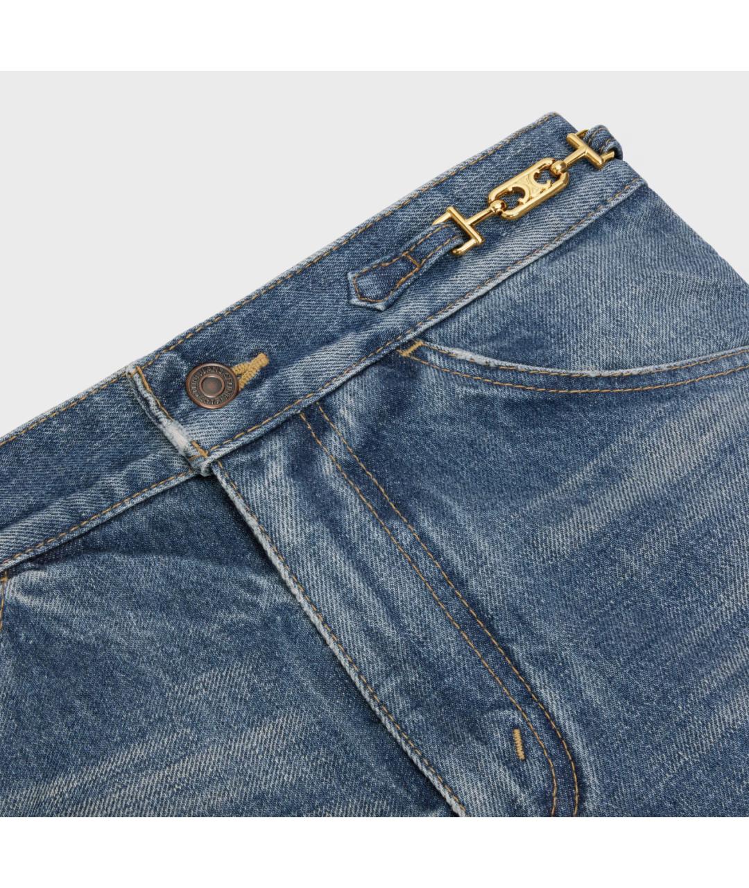 CELINE Синие хлопковые джинсы клеш, фото 5