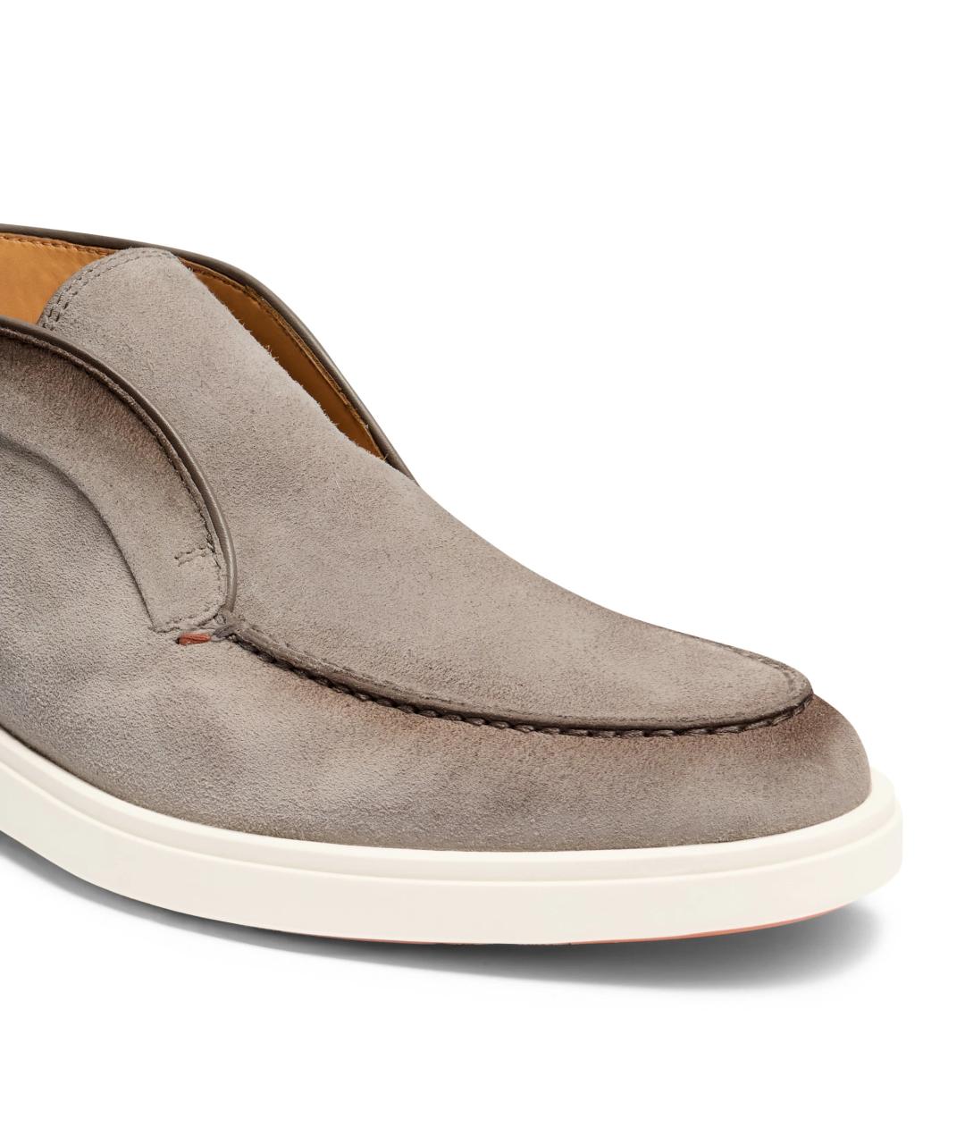 SANTONI Коричневые замшевые низкие ботинки, фото 4