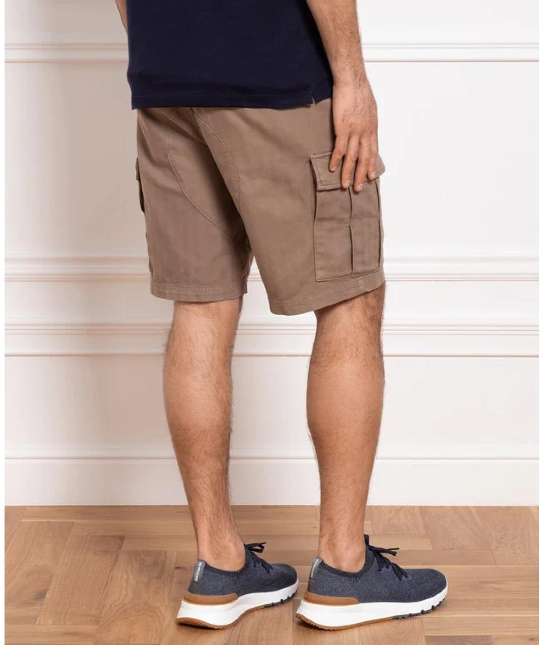 BRUNELLO CUCINELLI Коричневые хлопковые шорты, фото 4