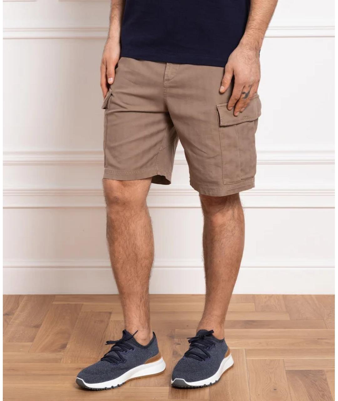 BRUNELLO CUCINELLI Коричневые хлопковые шорты, фото 2