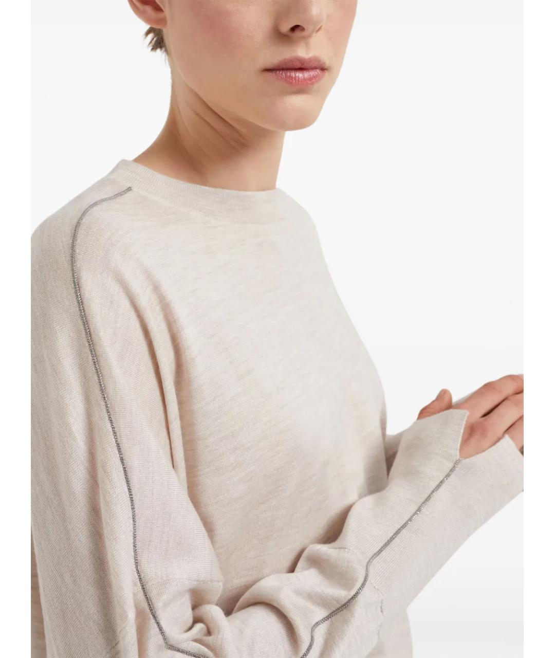 BRUNELLO CUCINELLI Бежевый кашемировый джемпер / свитер, фото 3