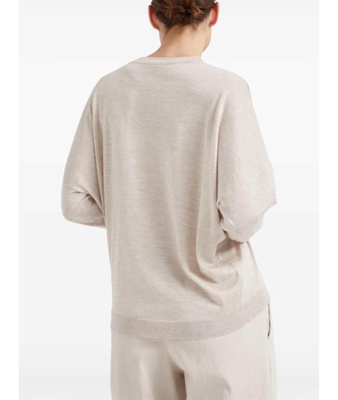 BRUNELLO CUCINELLI Бежевый кашемировый джемпер / свитер, фото 4