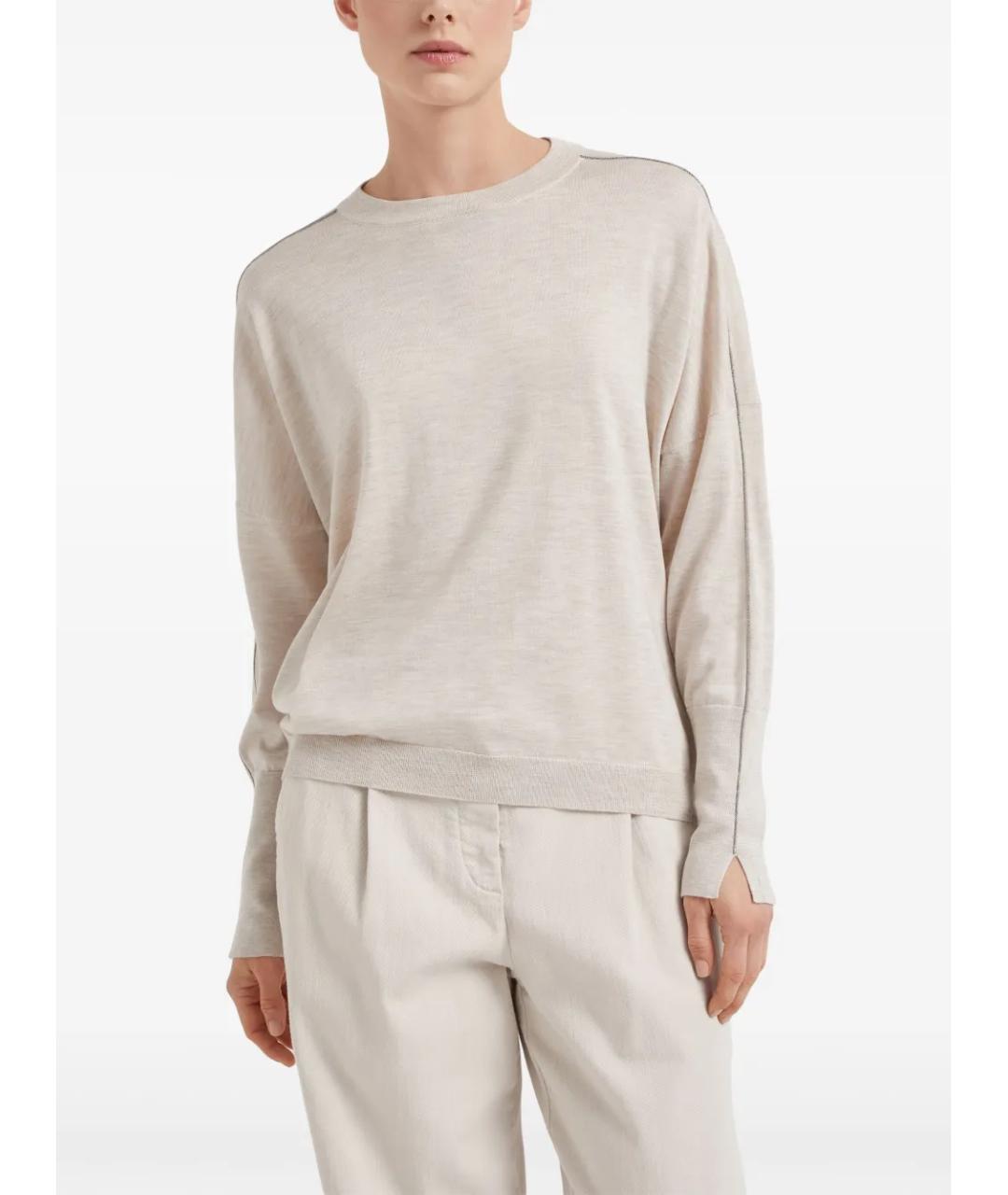 BRUNELLO CUCINELLI Бежевый кашемировый джемпер / свитер, фото 2