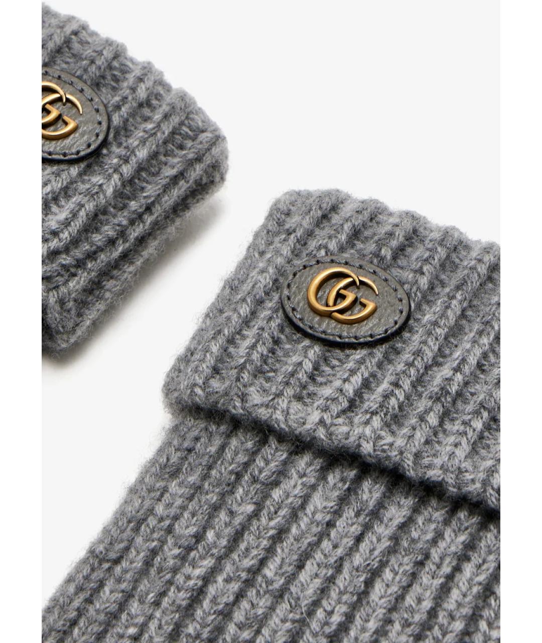 GUCCI Серые шерстяные перчатки, фото 4