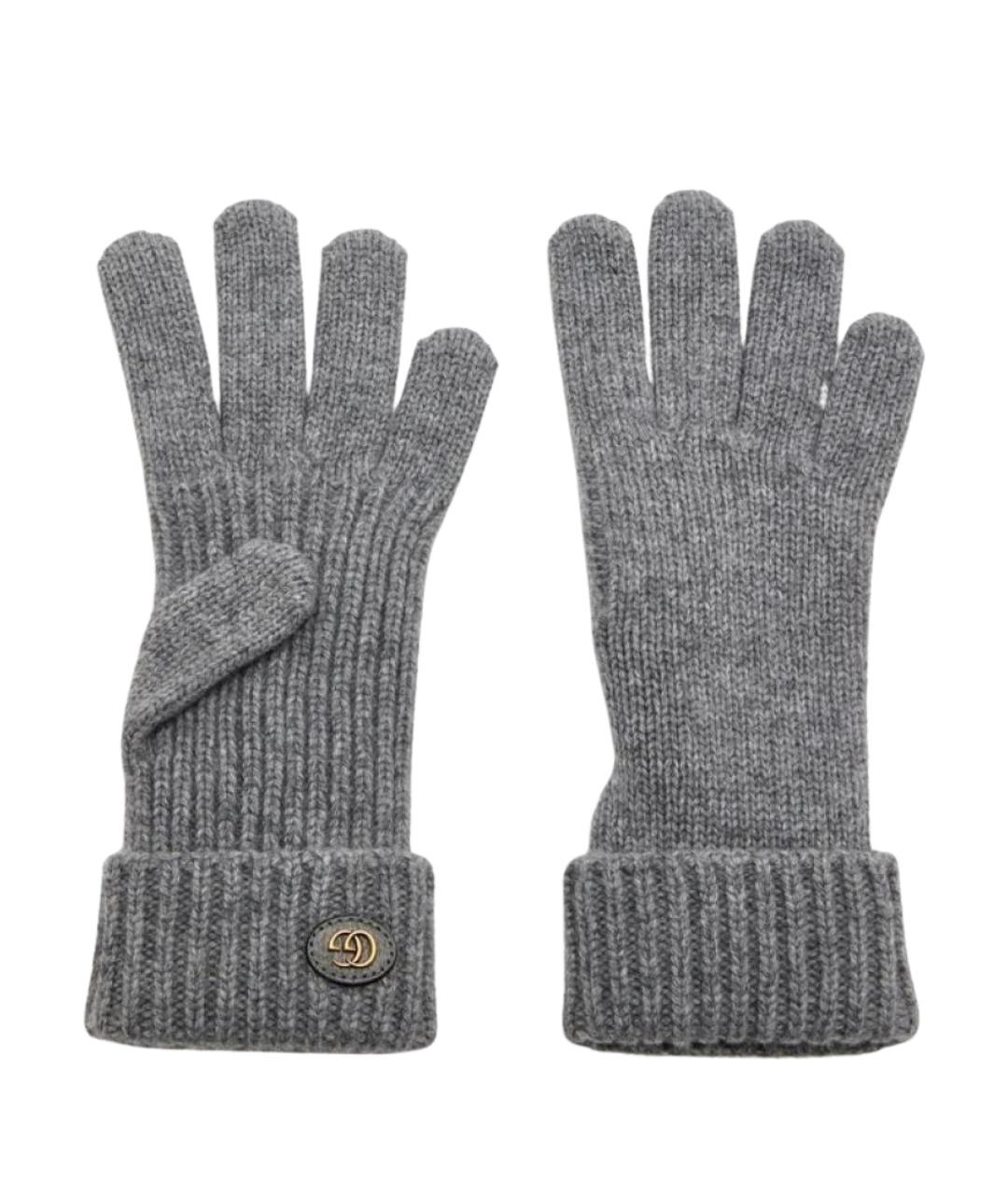 GUCCI Серые шерстяные перчатки, фото 1