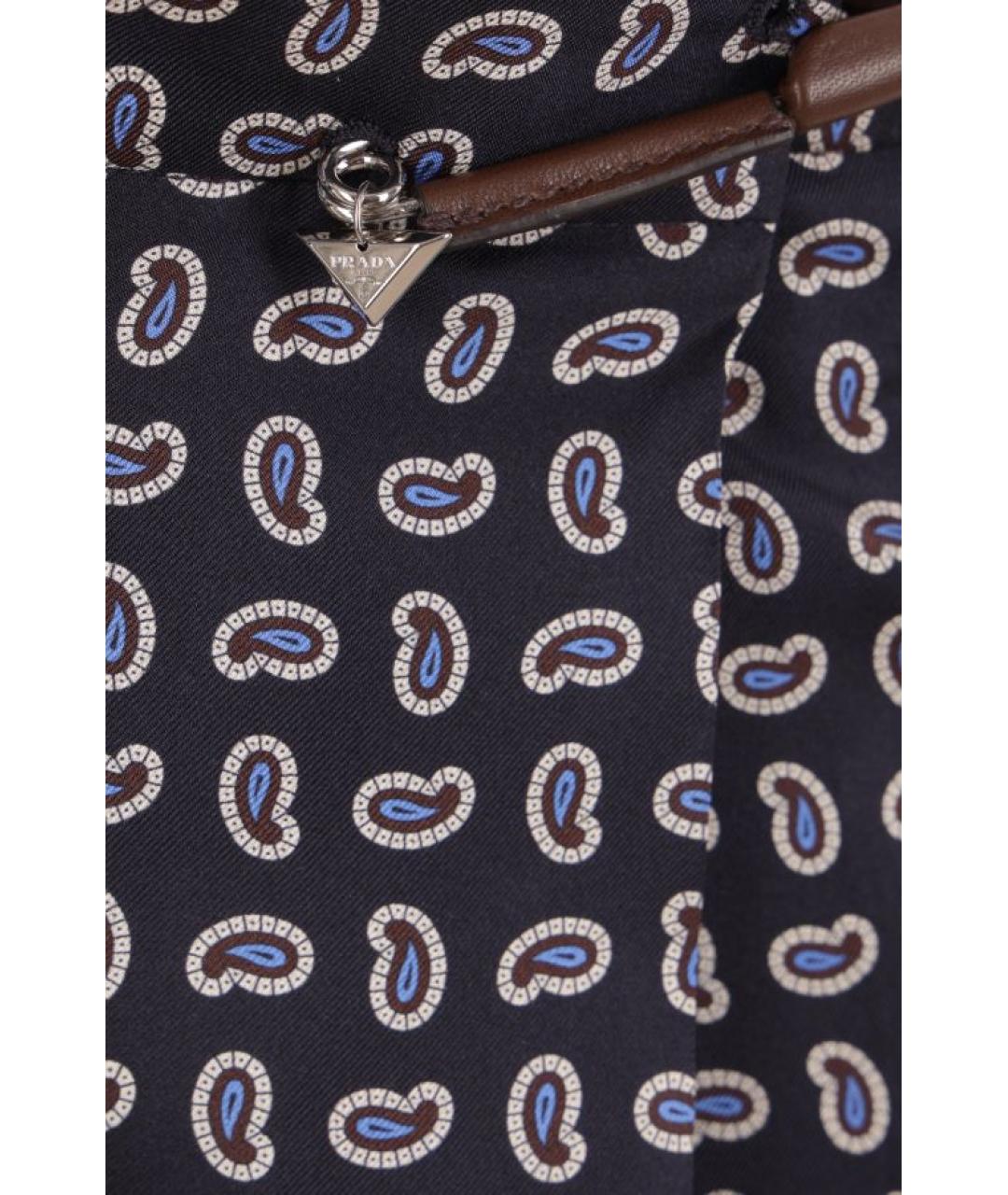 PRADA Темно-синие шелковые прямые брюки, фото 4