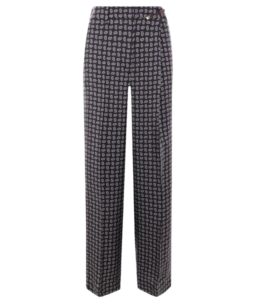 PRADA Темно-синие шелковые прямые брюки, фото 1