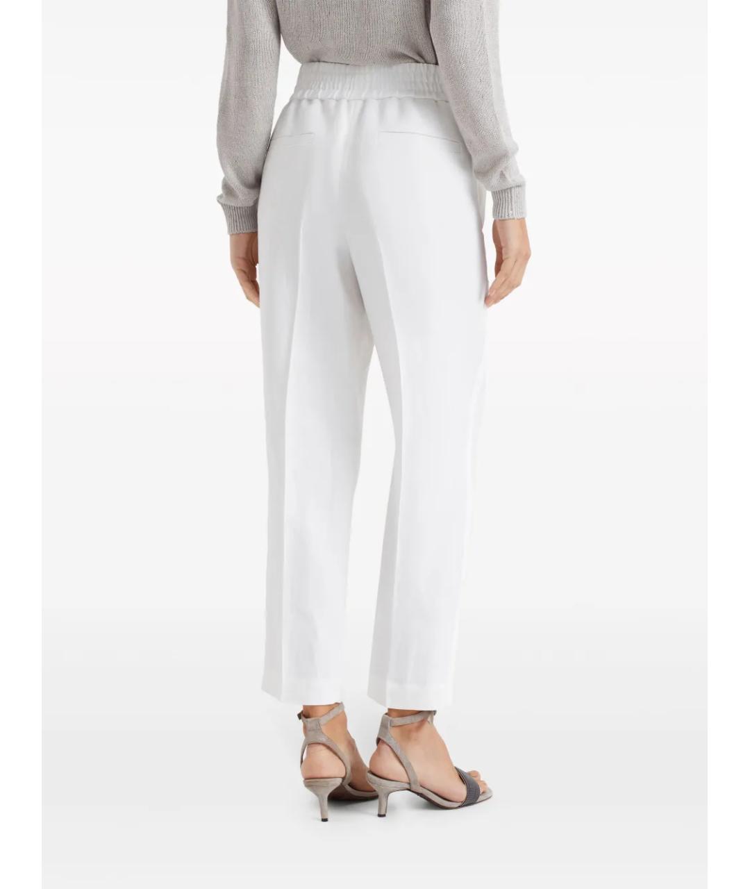 BRUNELLO CUCINELLI Белые вискозные прямые брюки, фото 4