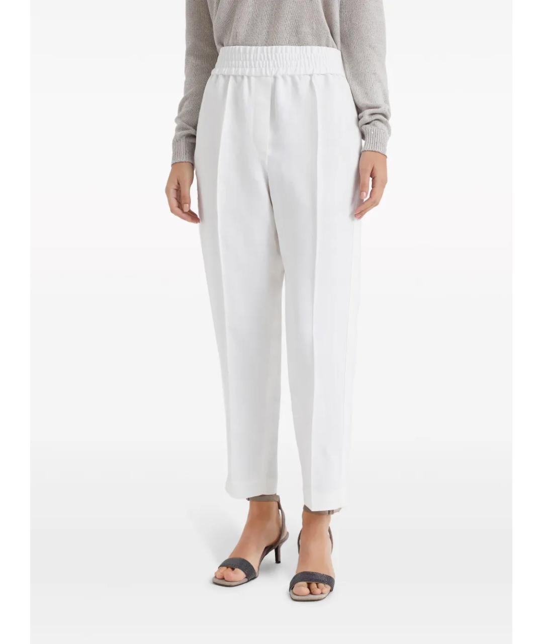 BRUNELLO CUCINELLI Белые вискозные прямые брюки, фото 2