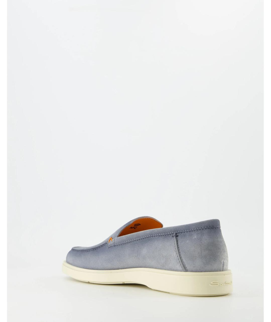 SANTONI Голубые замшевые лоферы, фото 5
