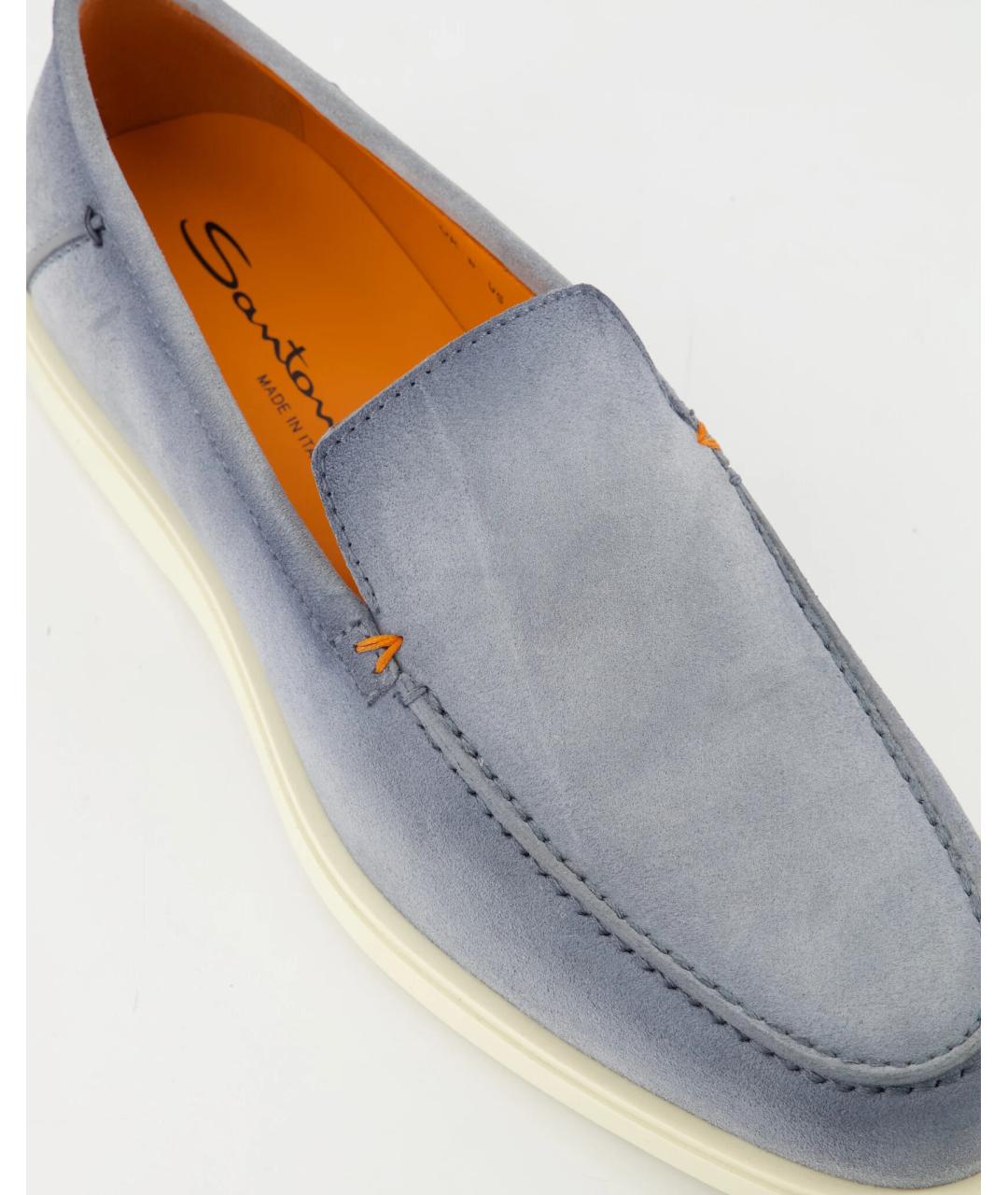 SANTONI Голубые замшевые лоферы, фото 2