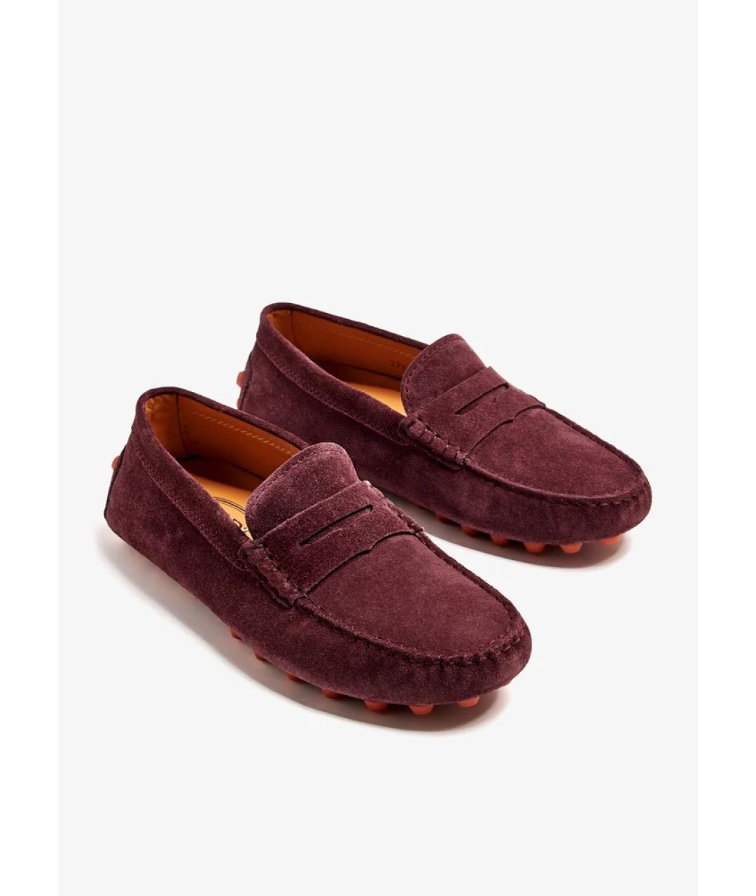 TOD'S Бордовые замшевые мокасины, фото 4