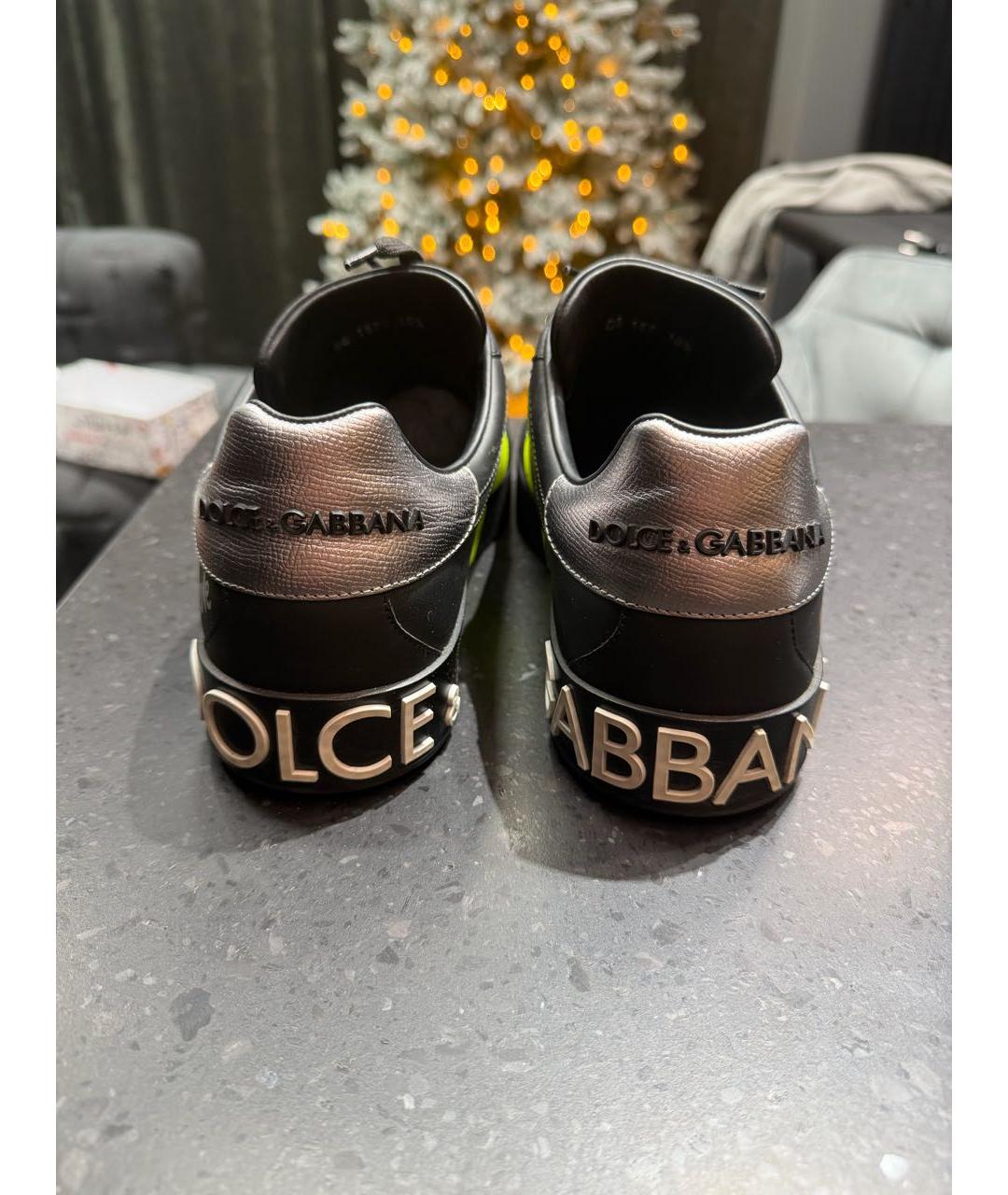 DOLCE&GABBANA Черные кожаные низкие кроссовки / кеды, фото 4