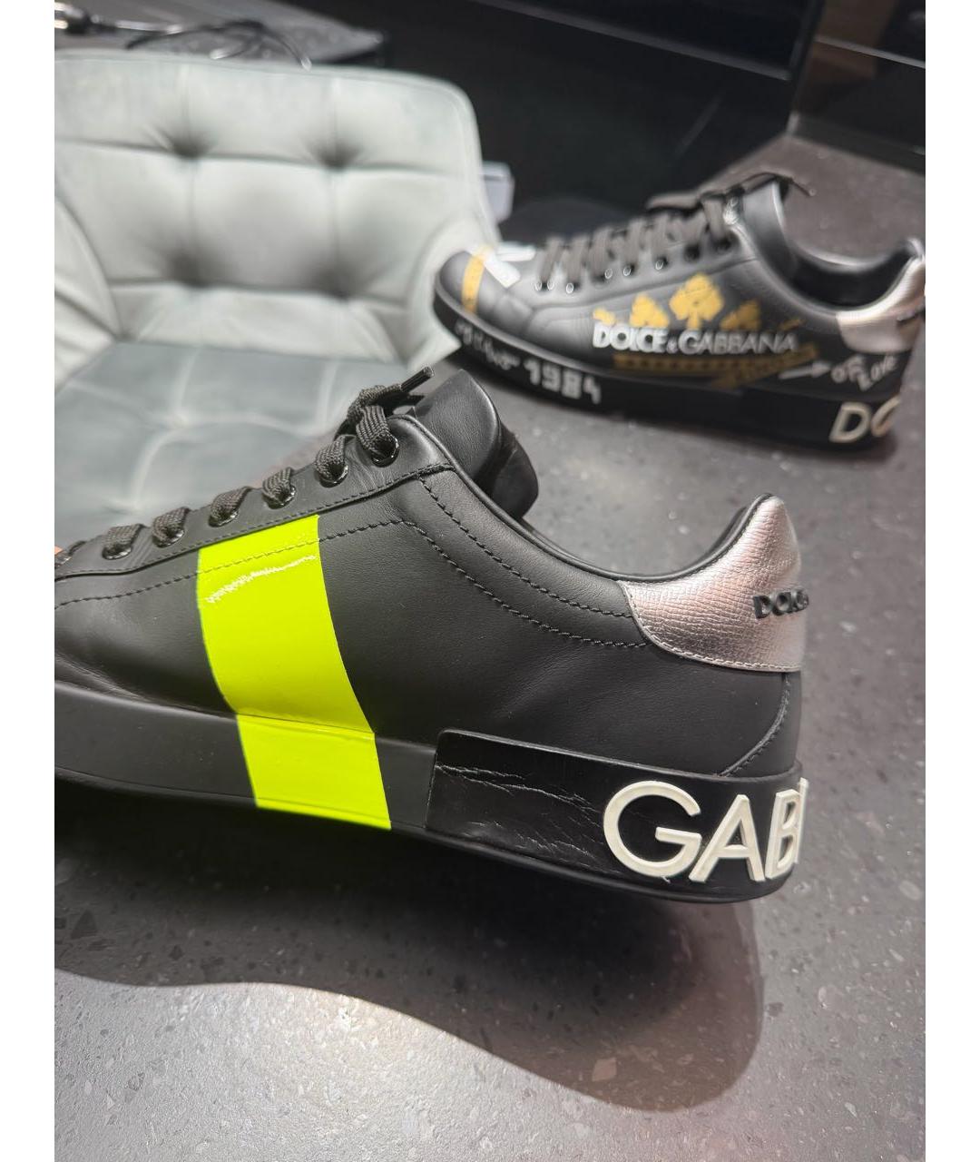 DOLCE&GABBANA Черные кожаные низкие кроссовки / кеды, фото 6