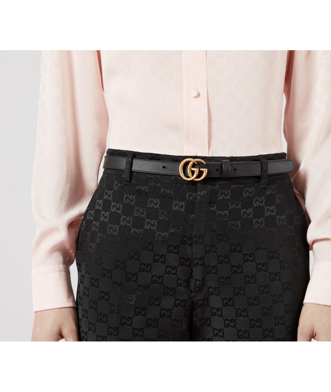 GUCCI Черный кожаный ремень, фото 3