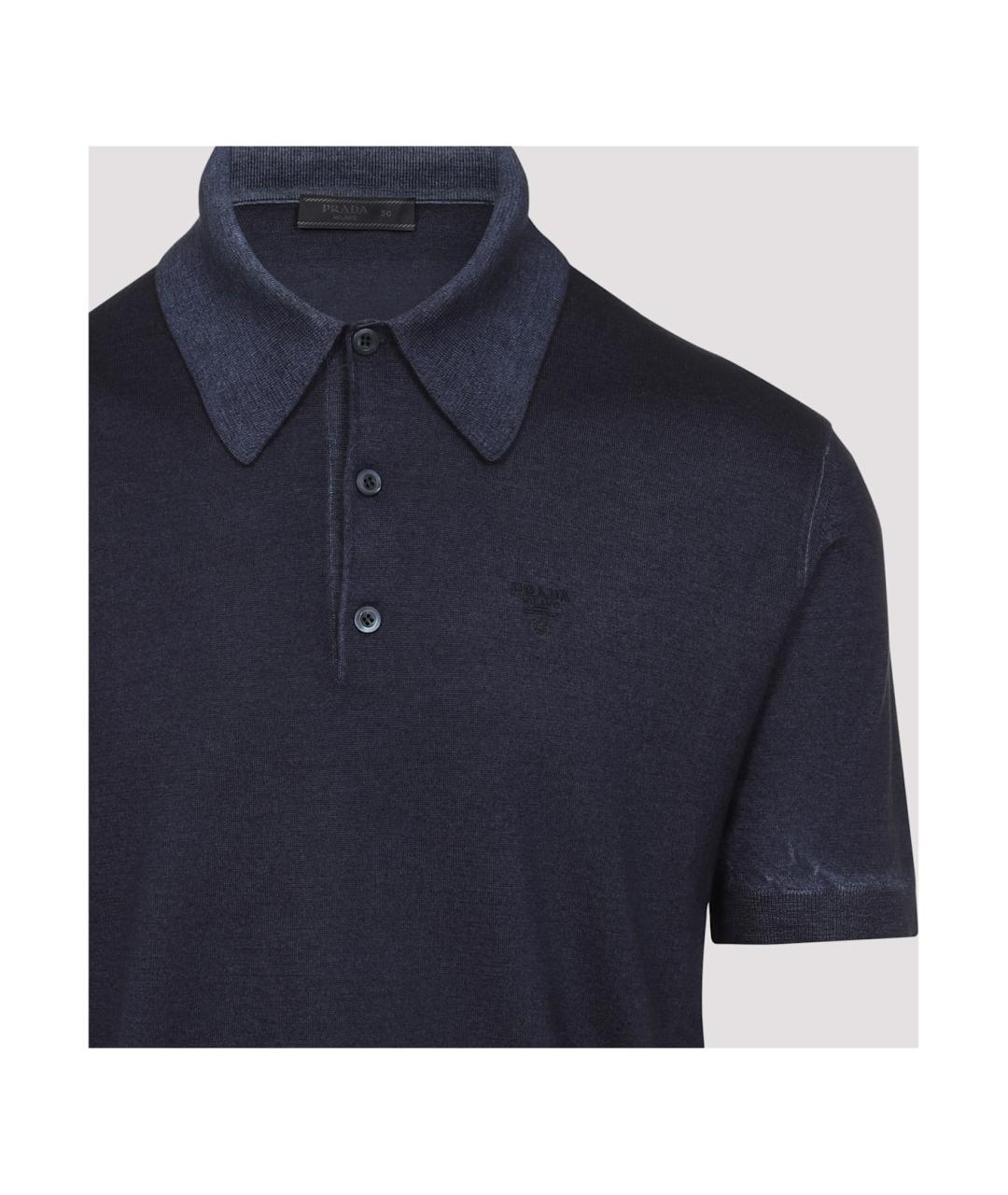 PRADA Темно-синее поло с коротким рукавом, фото 3